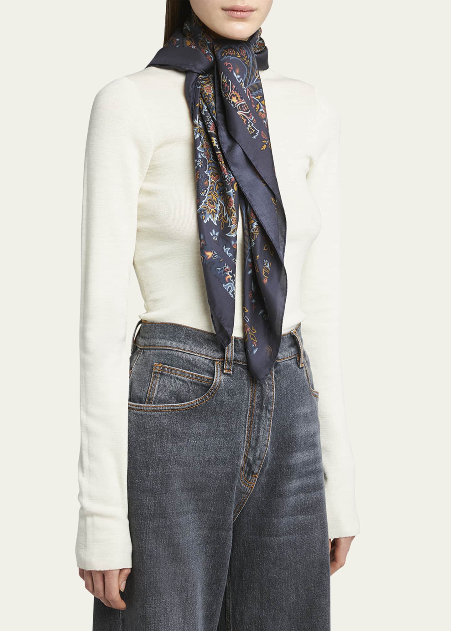 Etro Floral Silk Square Scarf Image 3 of 4