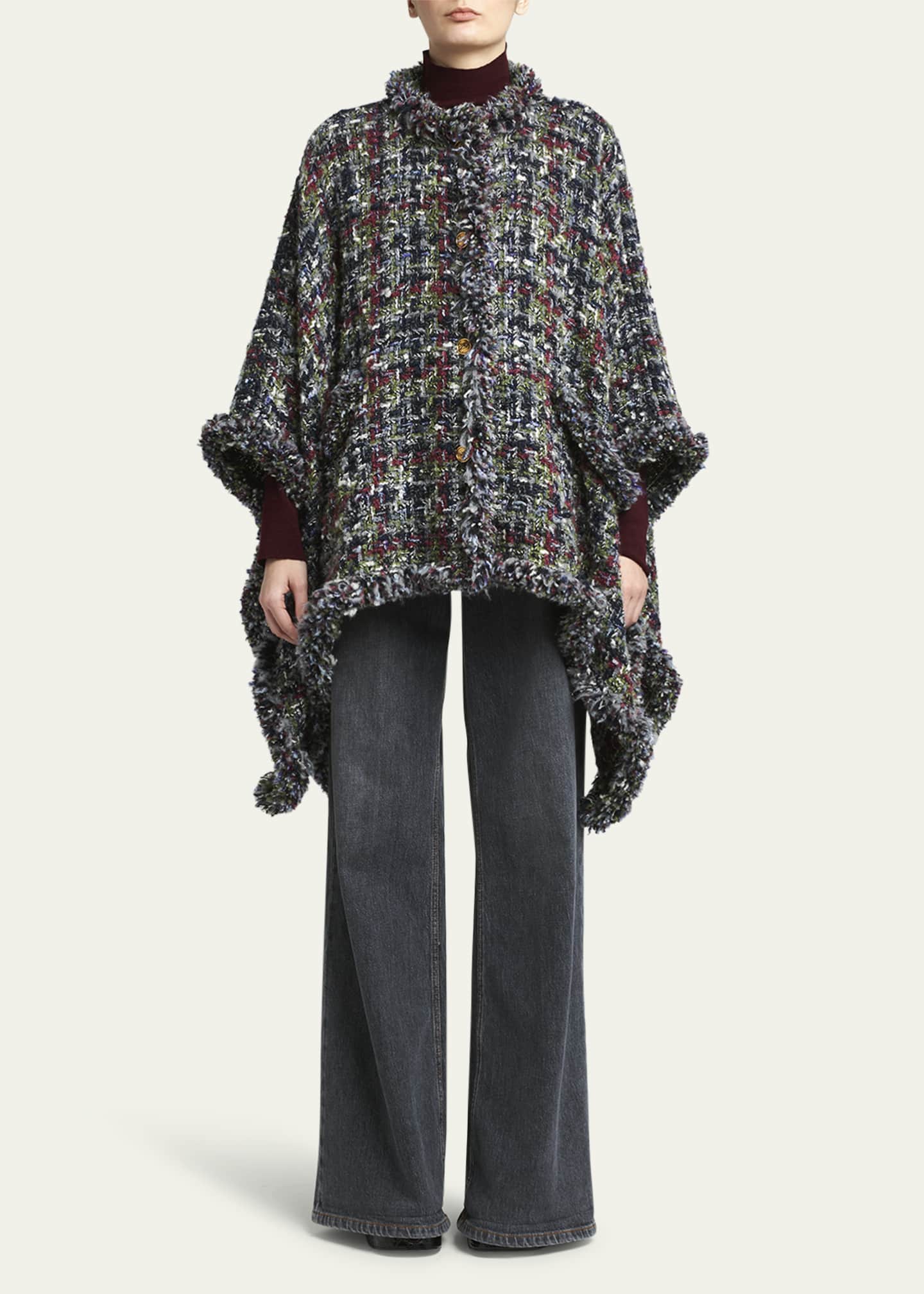 Etro Tweed Wool-Blend Cape Image 2 of 5