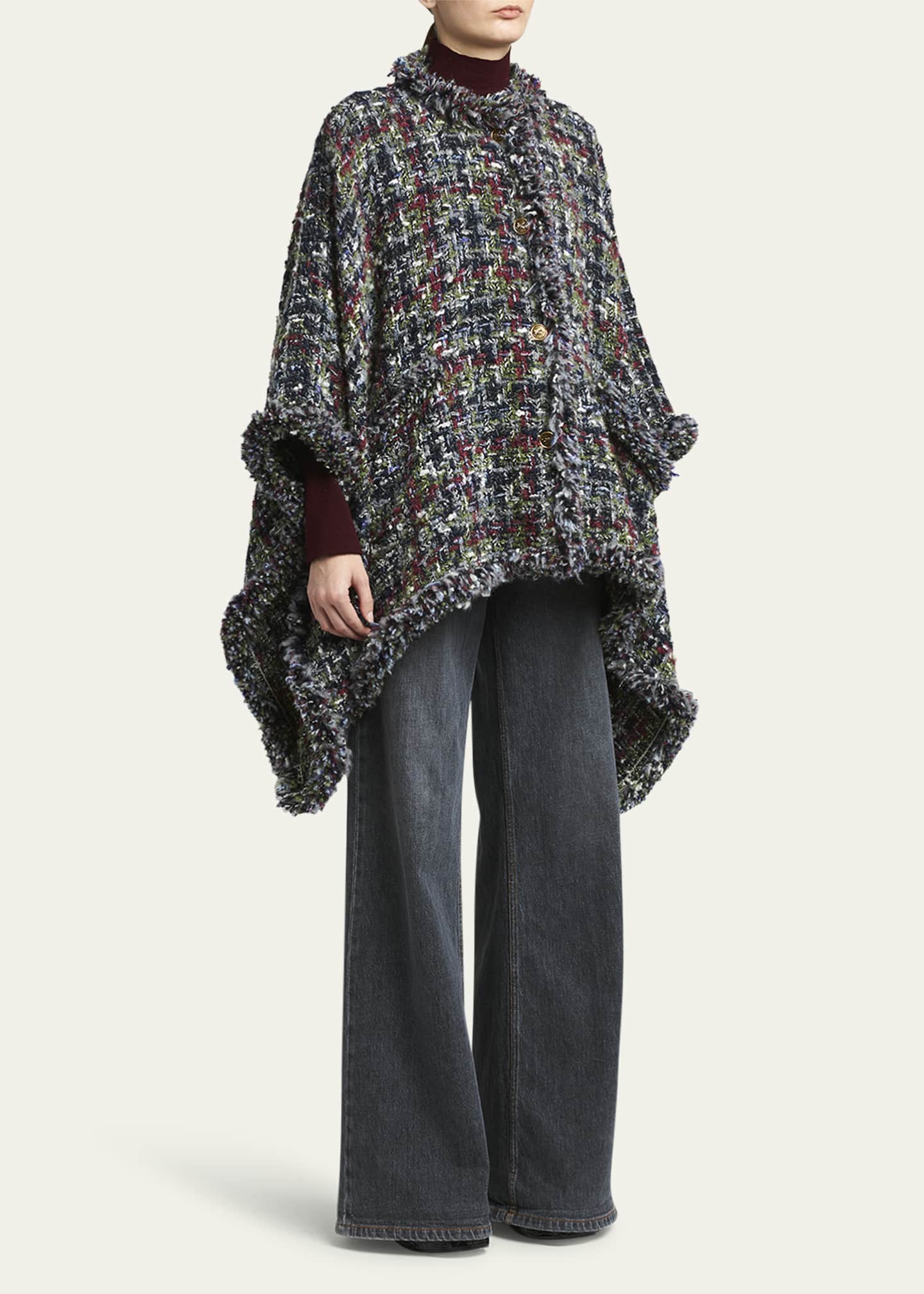 Etro Tweed Wool-Blend Cape Image 4 of 5