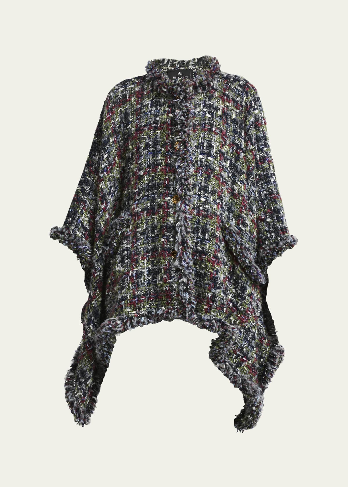 Etro Tweed Wool-Blend Cape Image 1 of 5
