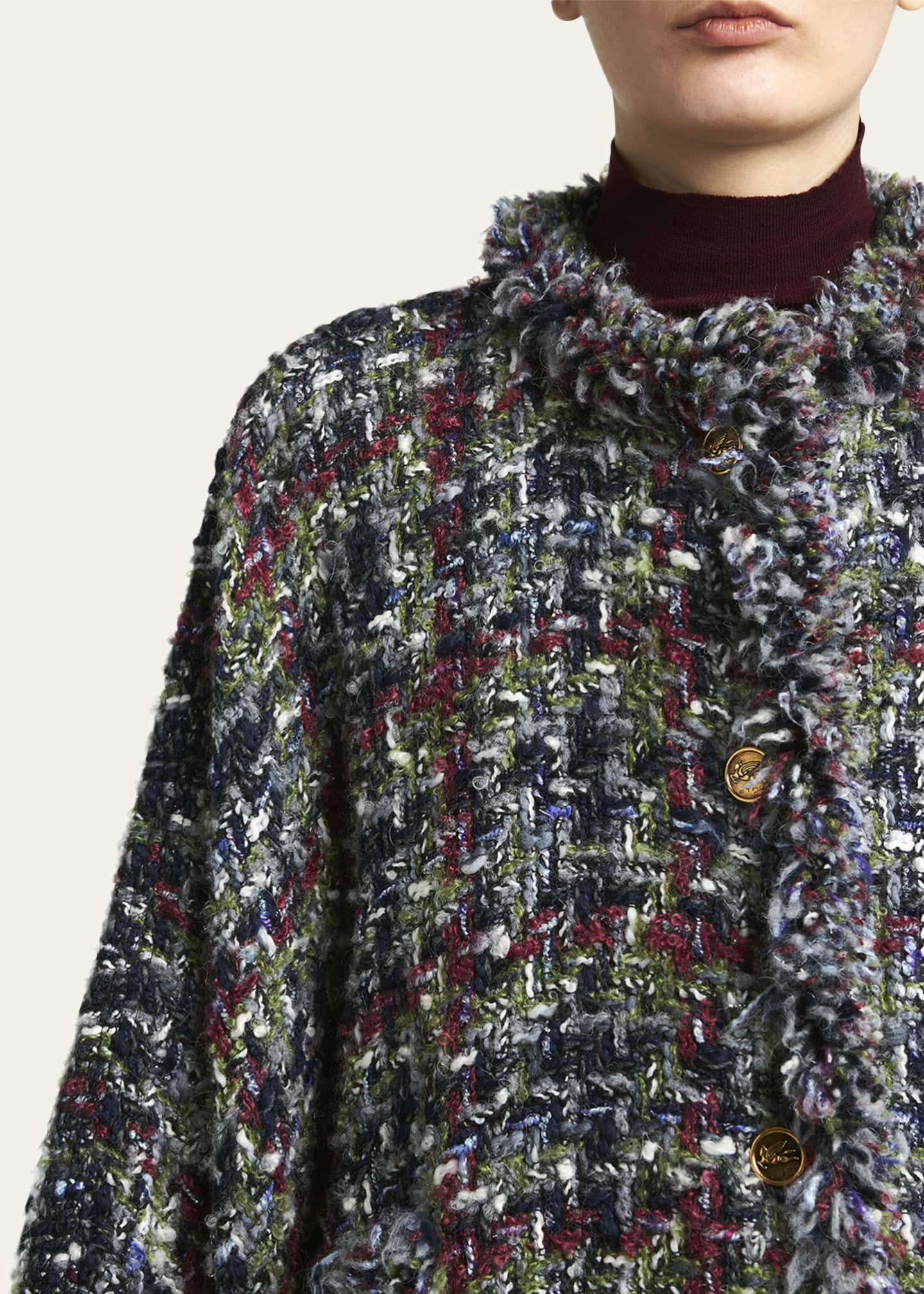 Etro Tweed Wool-Blend Cape Image 5 of 5