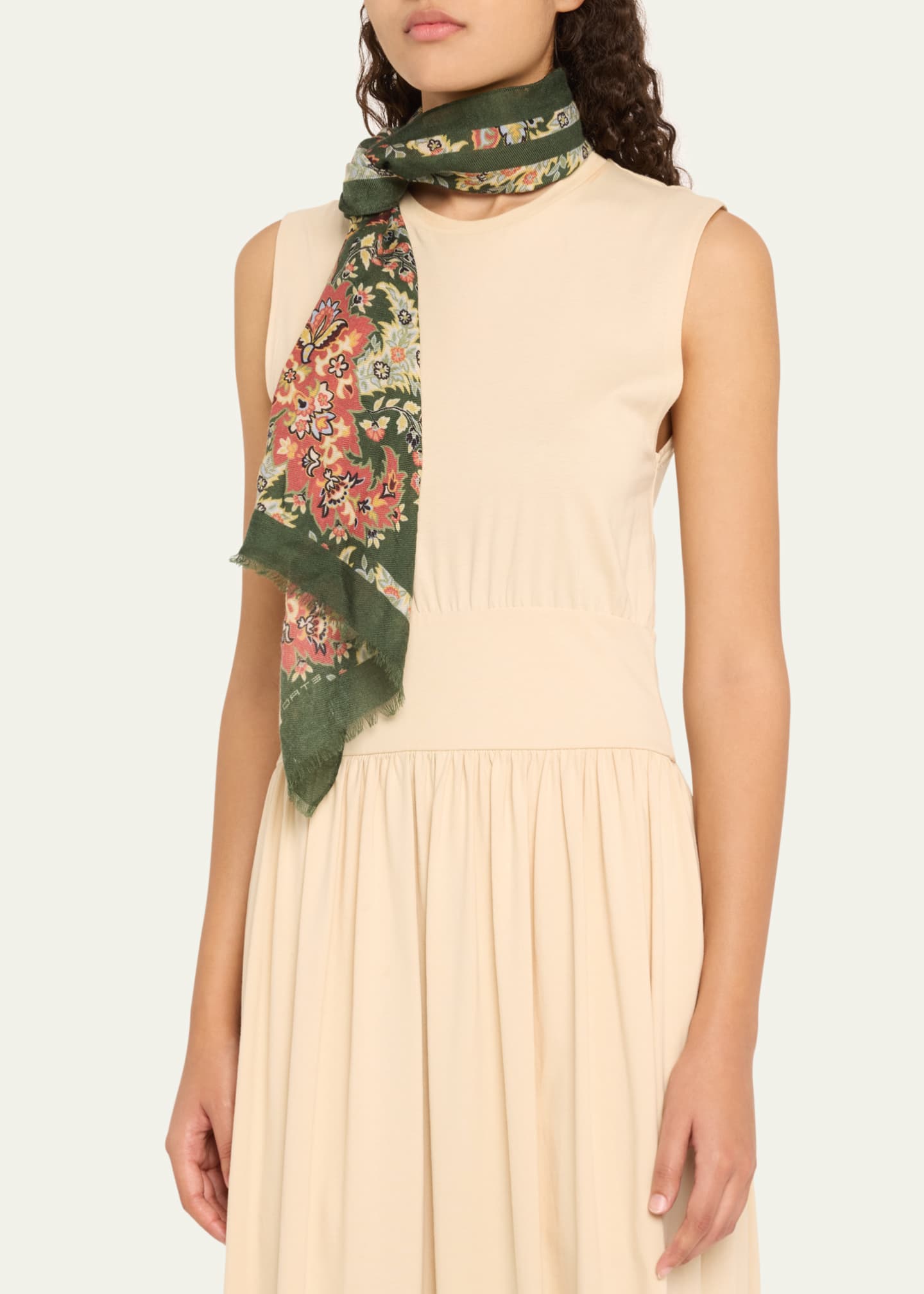Etro Tosca Floral Wool-Blend Scarf Image 3 of 4