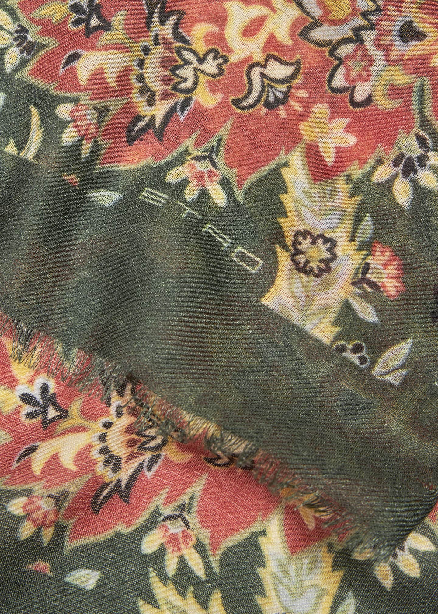 Etro Tosca Floral Wool-Blend Scarf Image 4 of 4