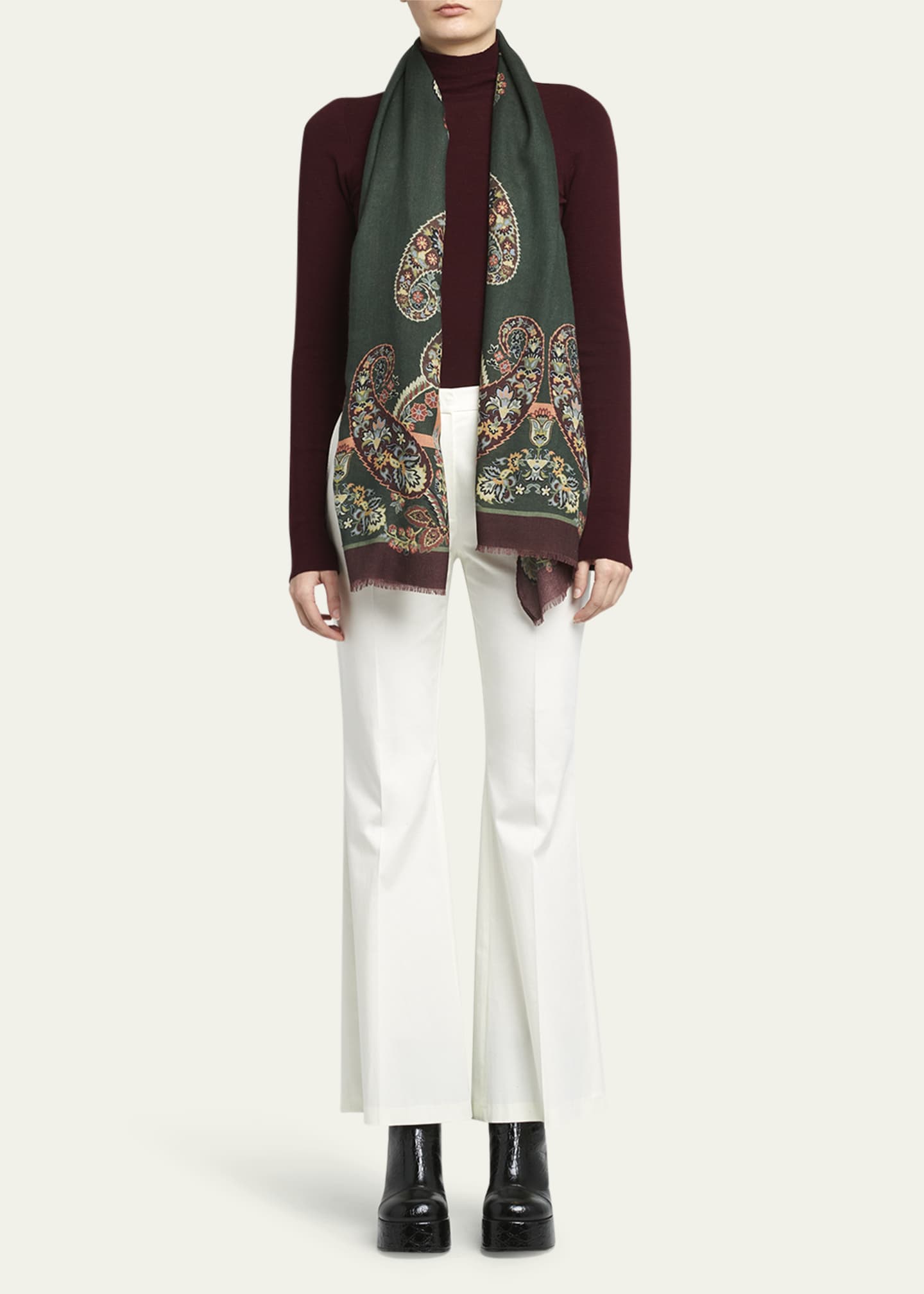 Etro Floral Wool-Cashmere Scarf Image 2 of 3