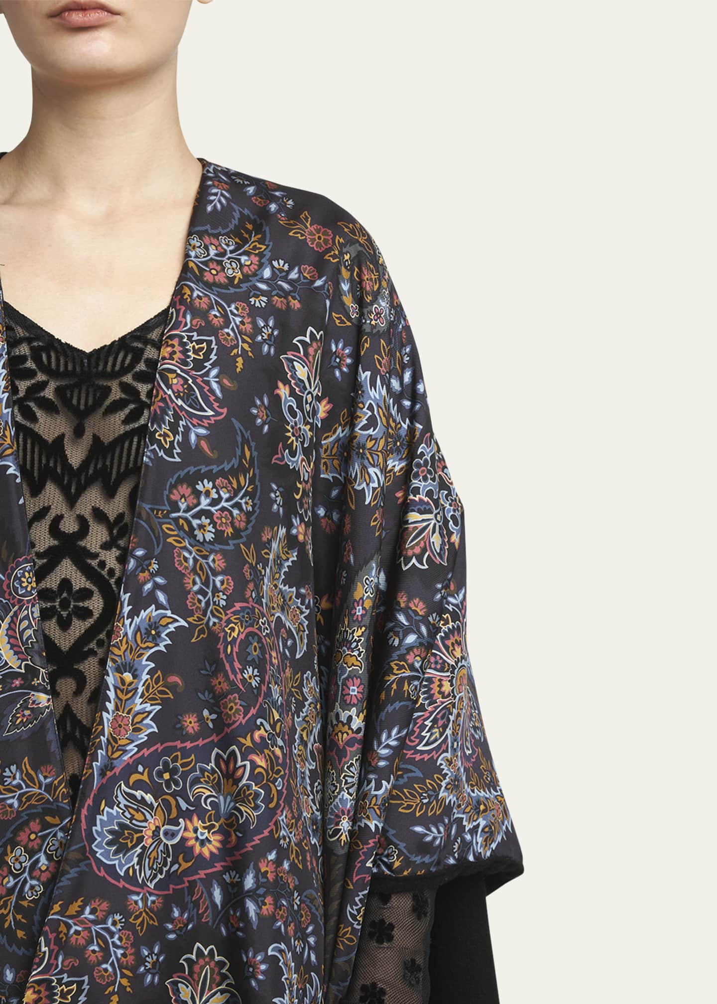 Etro Fringed Wool & Silk Cape Image 5 of 5