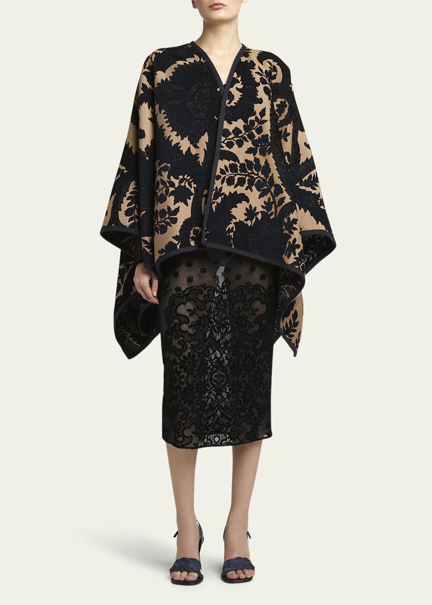Etro Reversible Floral Jacquard Cape Image 2 of 5