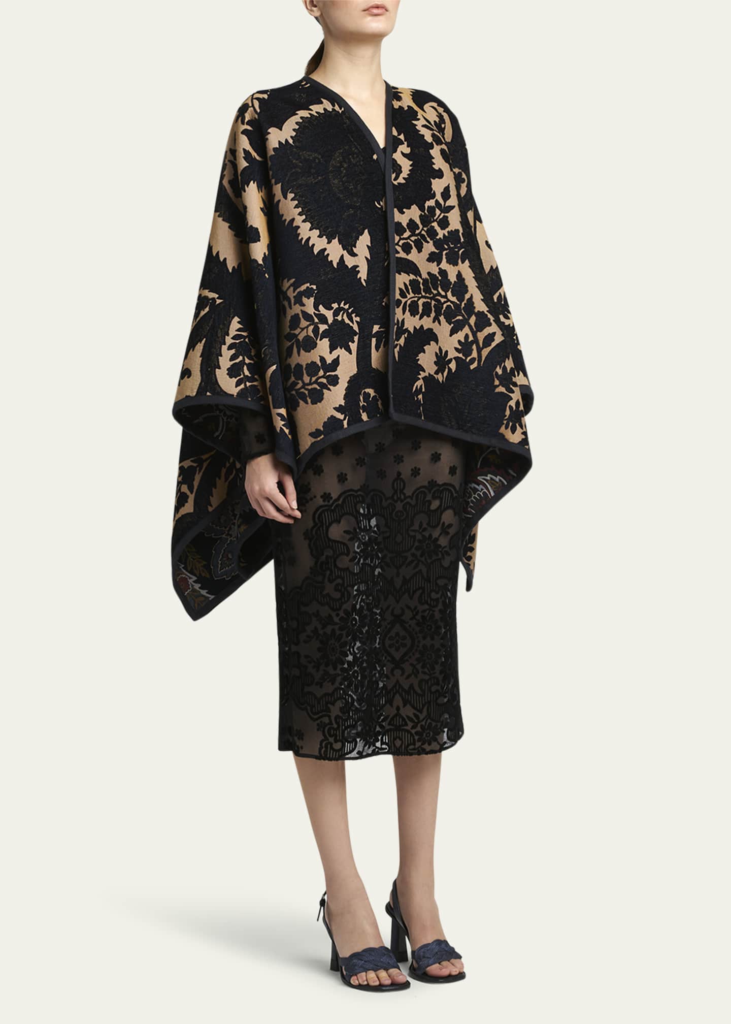 Etro Reversible Floral Jacquard Cape Image 4 of 5