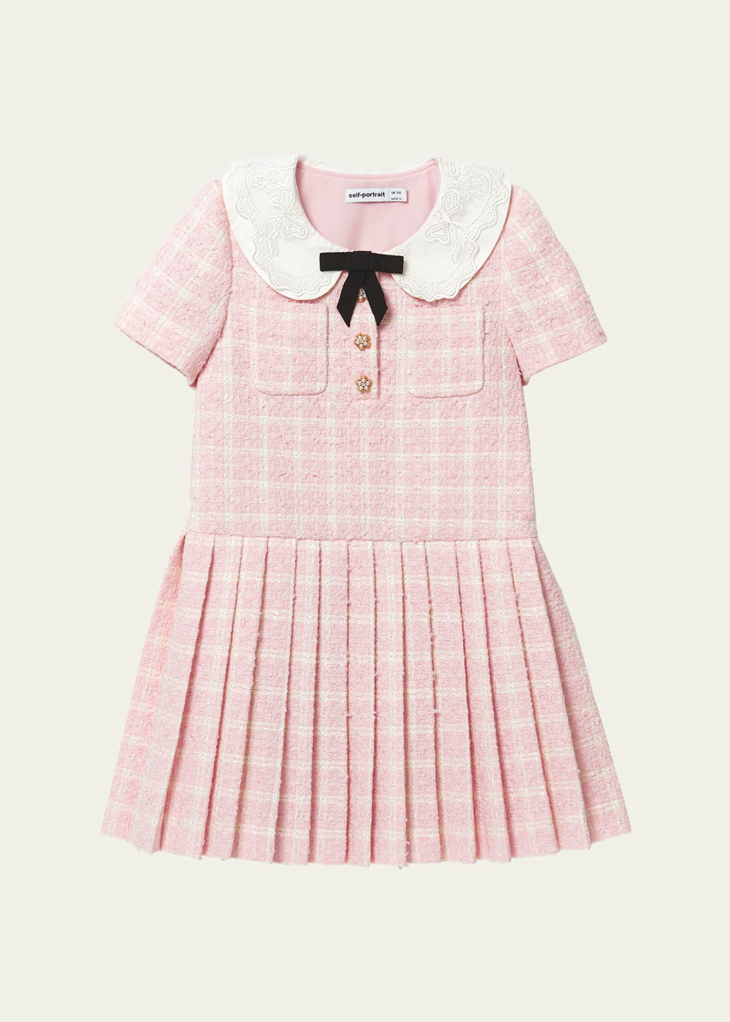 Self Portrait Girl s Boucle Check Print Dress Size 3T 12 Bergdorf Goodman