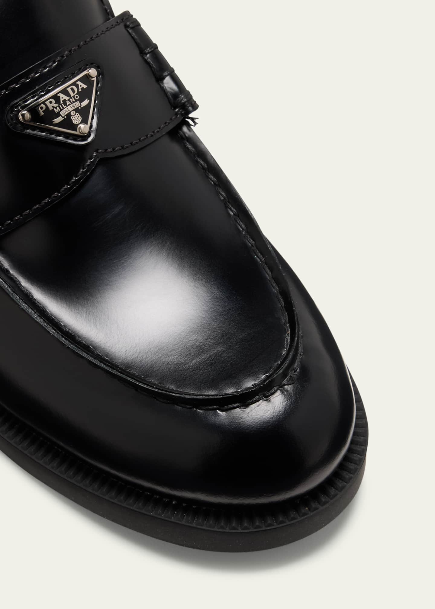 Prada Leather Logo Slip-On Loafers Image 5 of 5