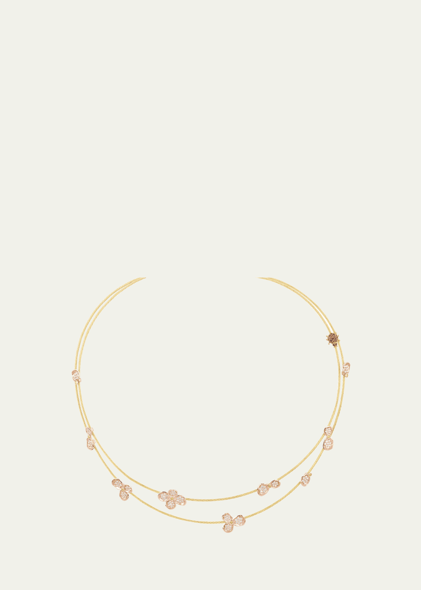 Paul Morelli Forget Me Knot Double Wire Necklace with Diamonds and Rubies