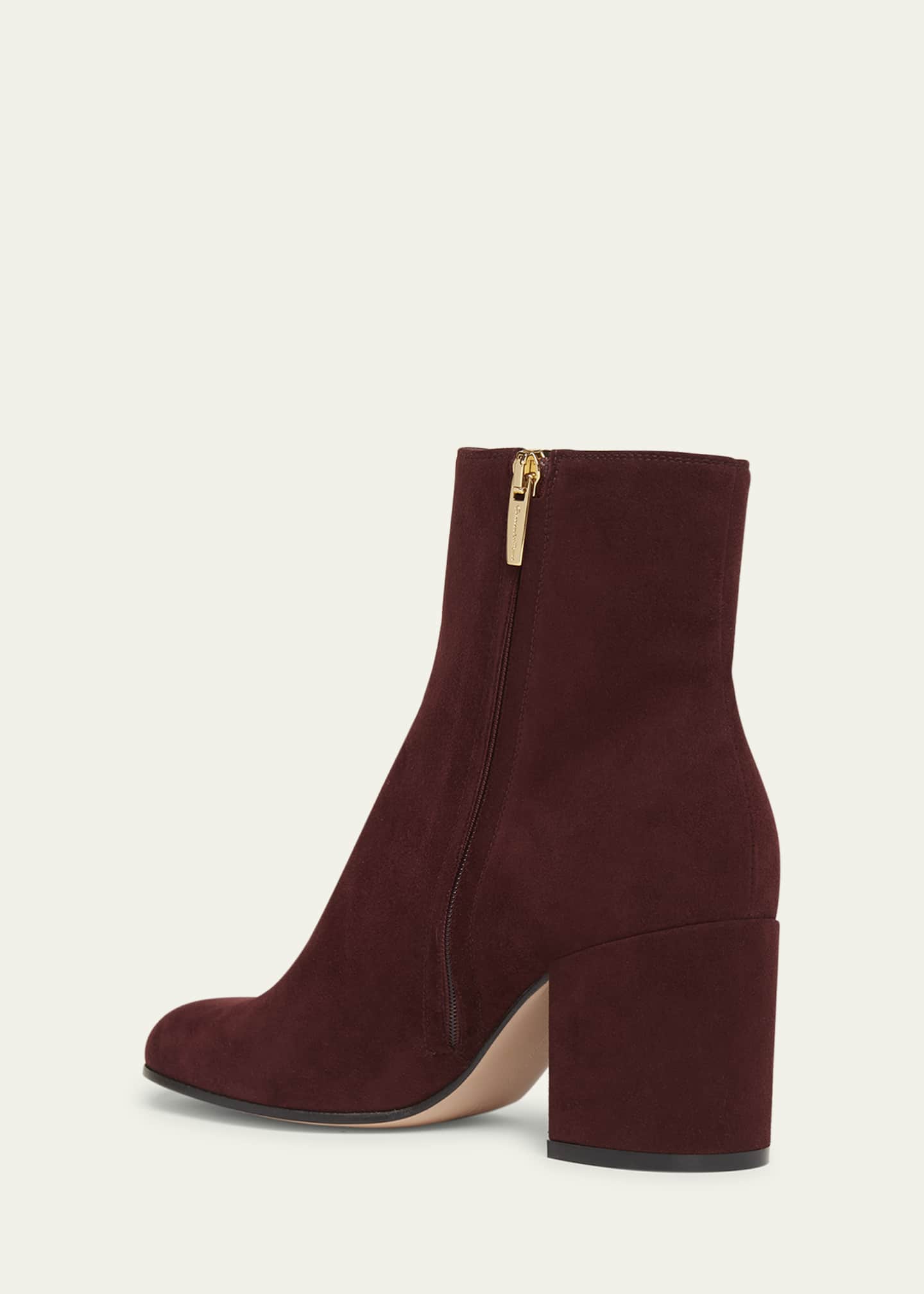 Gianvito Rossi Joelle Suede Block-Heel Booties Image 2 of 4