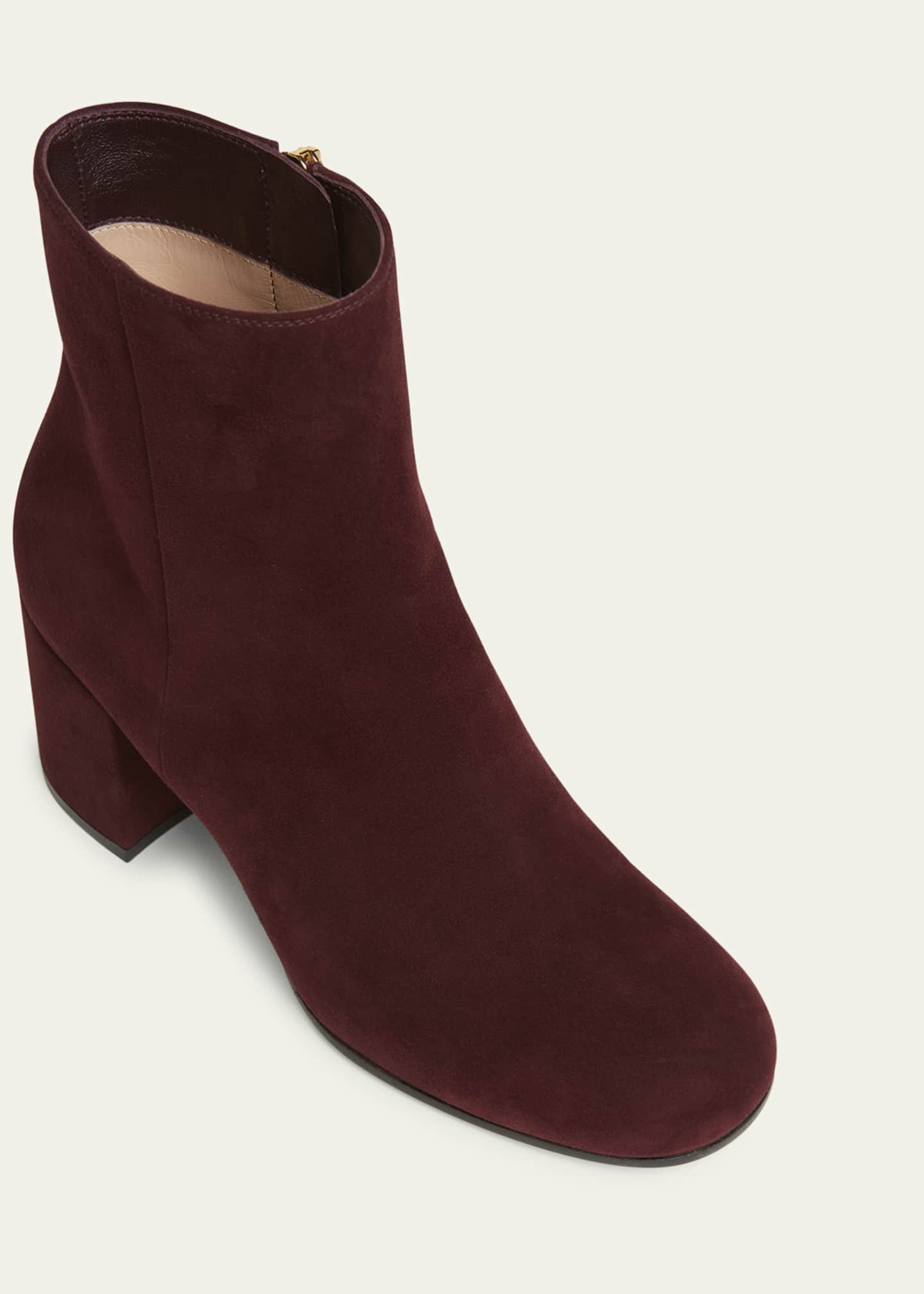 Gianvito Rossi Joelle Suede Block-Heel Booties Image 3 of 4