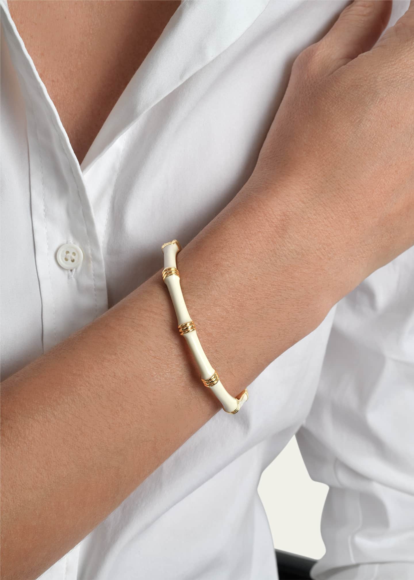 Anabel Aram Jewelry Bamboo Enameled Hinged Bangle Image 2 of 5
