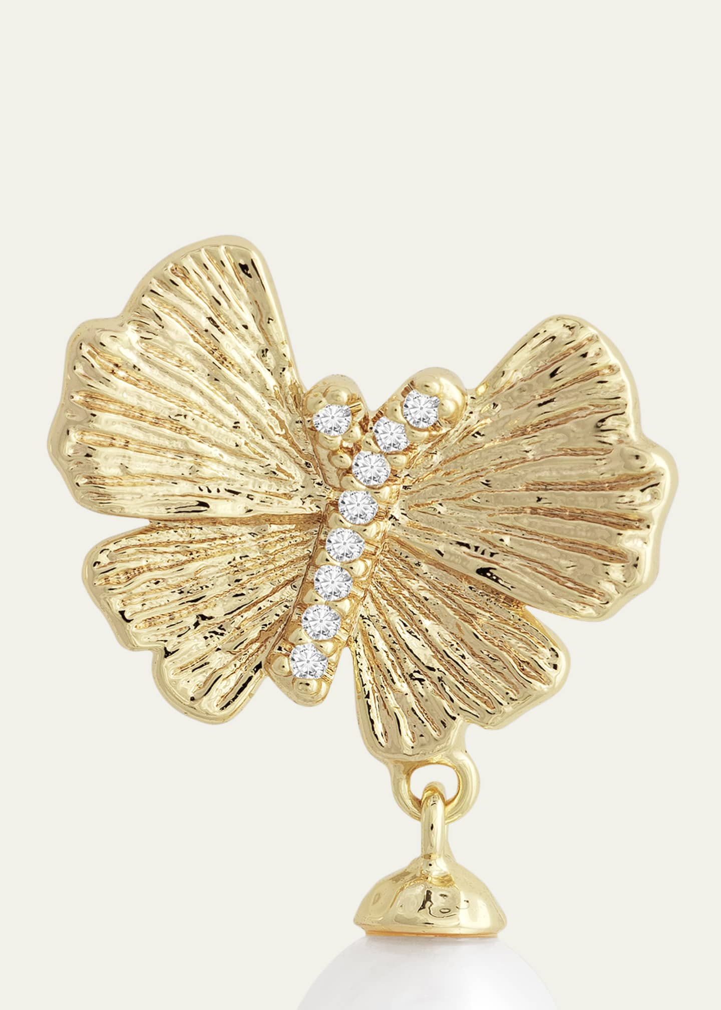 Anabel Aram Jewelry Butterfly with Pearl Drop Earrings Image 4 of 4