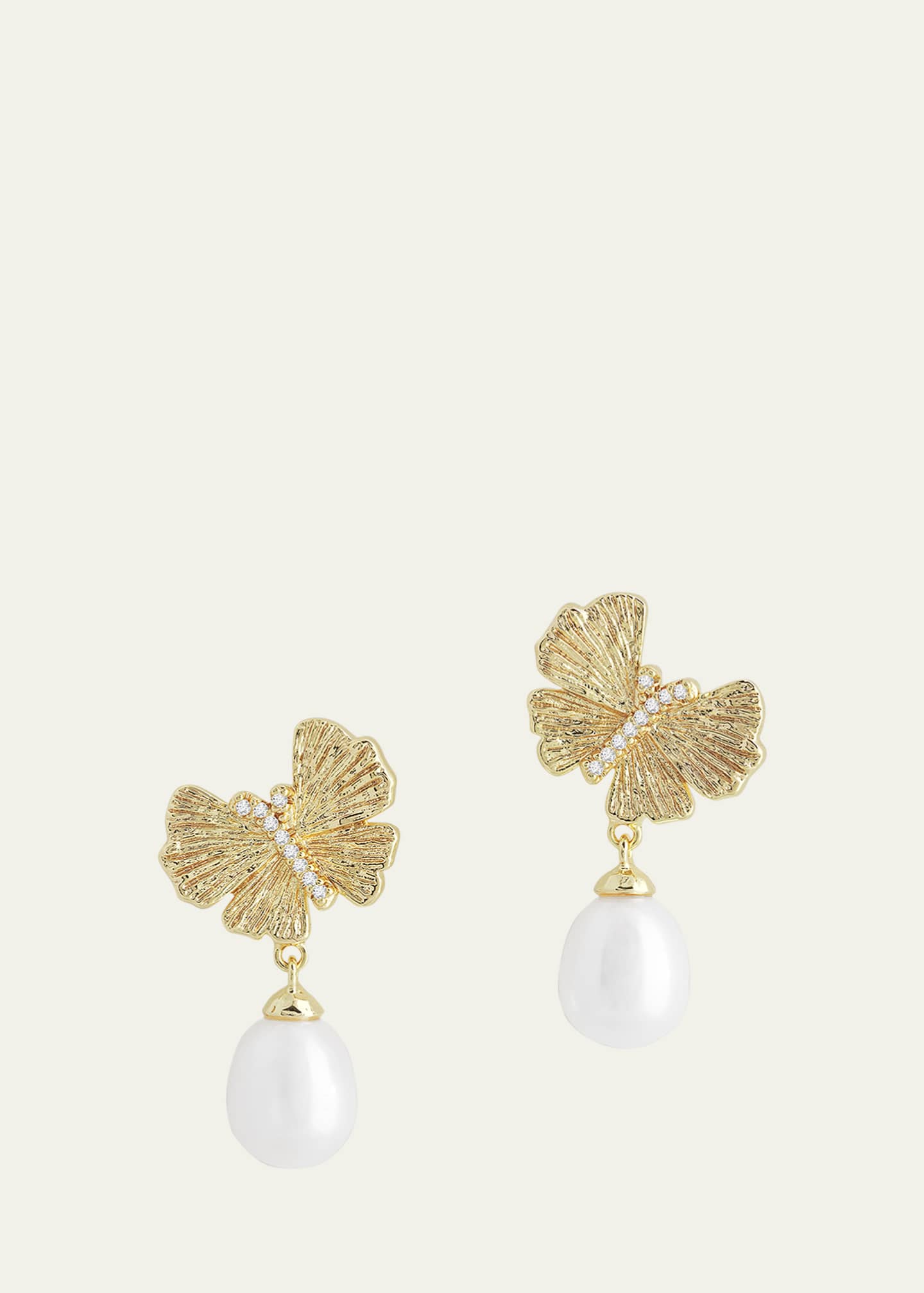 Anabel Aram Jewelry Butterfly with Pearl Drop Earrings Image 1 of 4