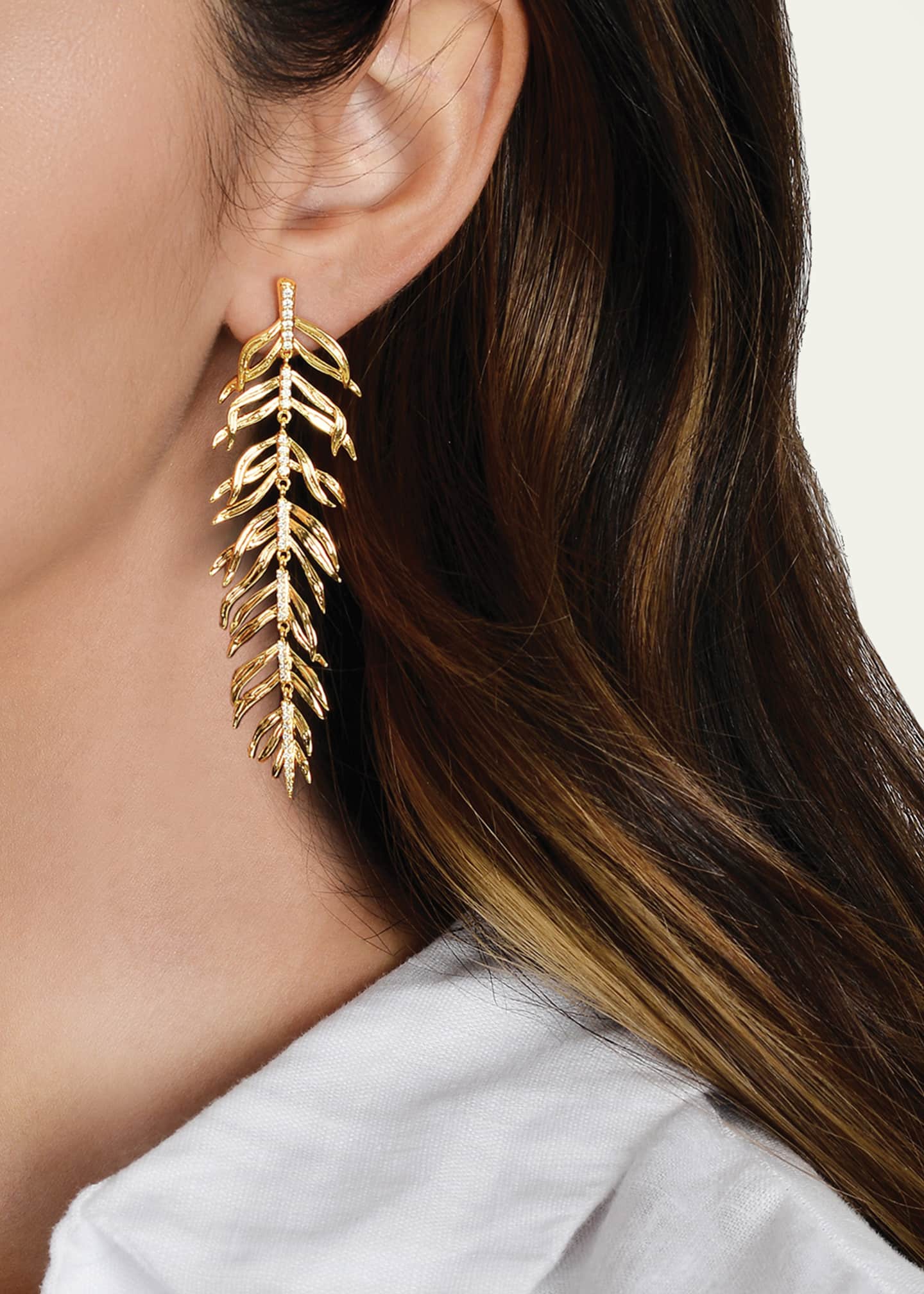 Anabel Aram Jewelry Palm Leaves Dangle Earrings Image 2 of 4