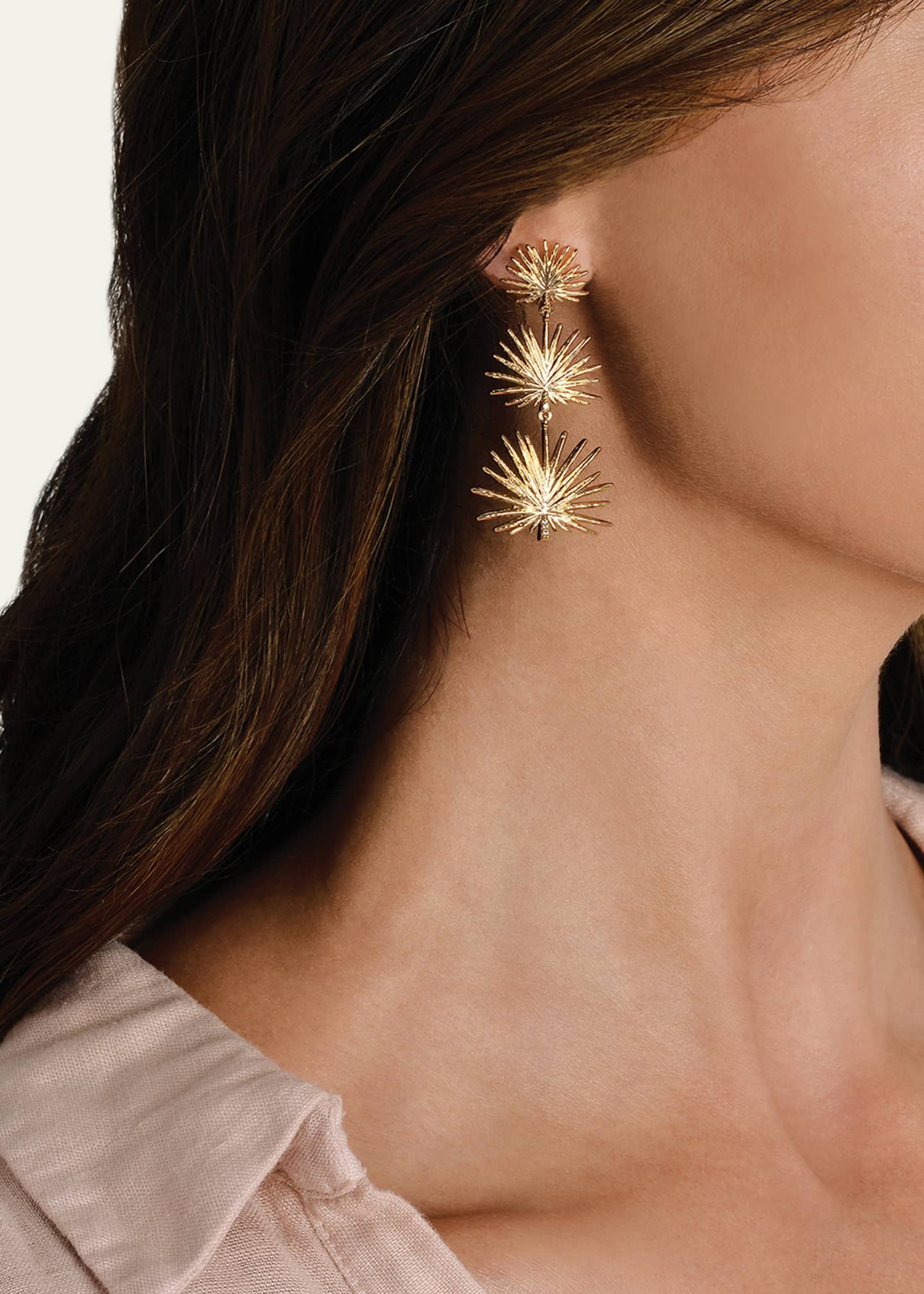 Anabel Aram Jewelry Triple Fan Palm Dangle Earrings, Small Image 2 of 4