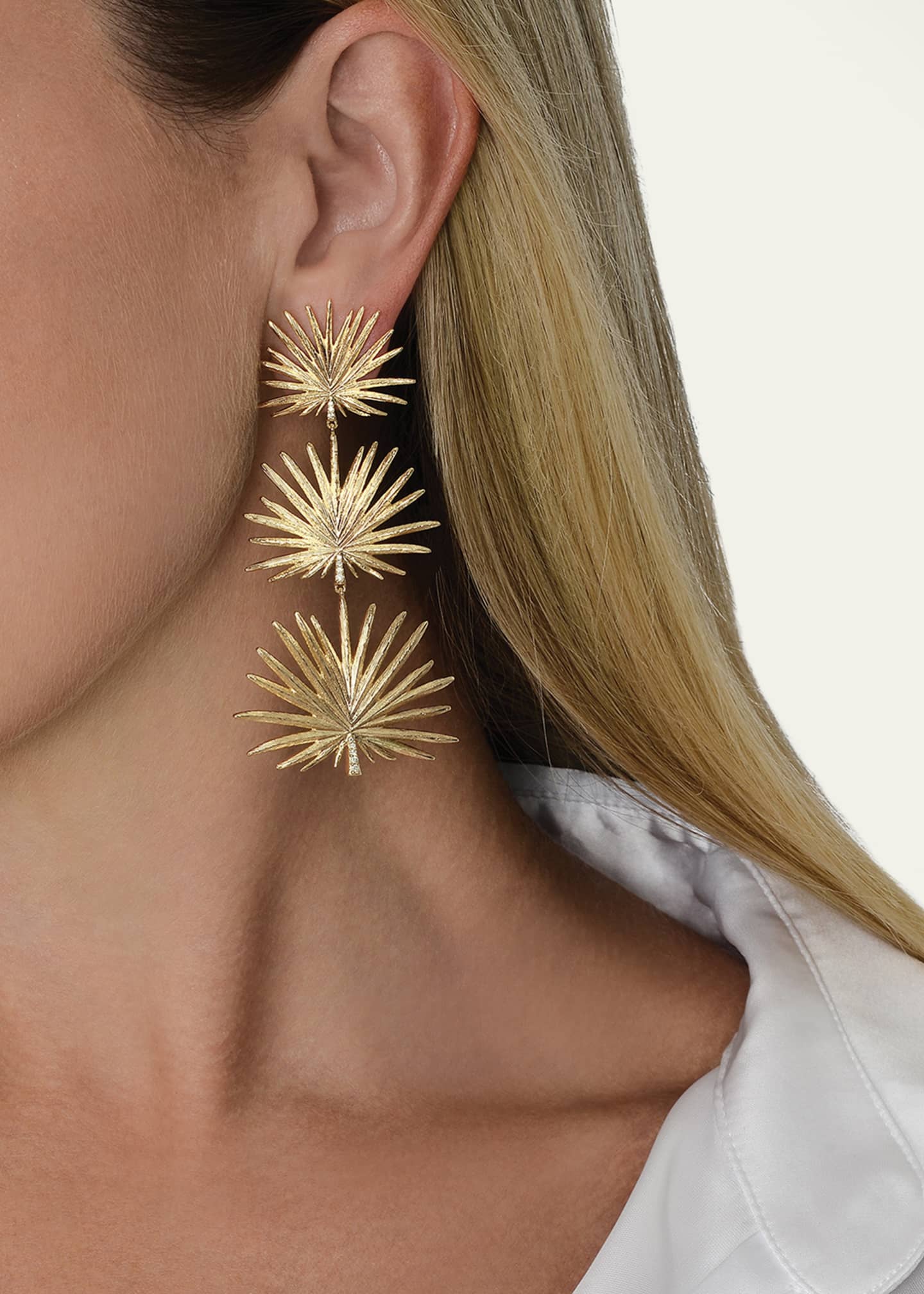 Anabel Aram Jewelry Triple Fan Palm Dangle Earrings, Large Image 2 of 4