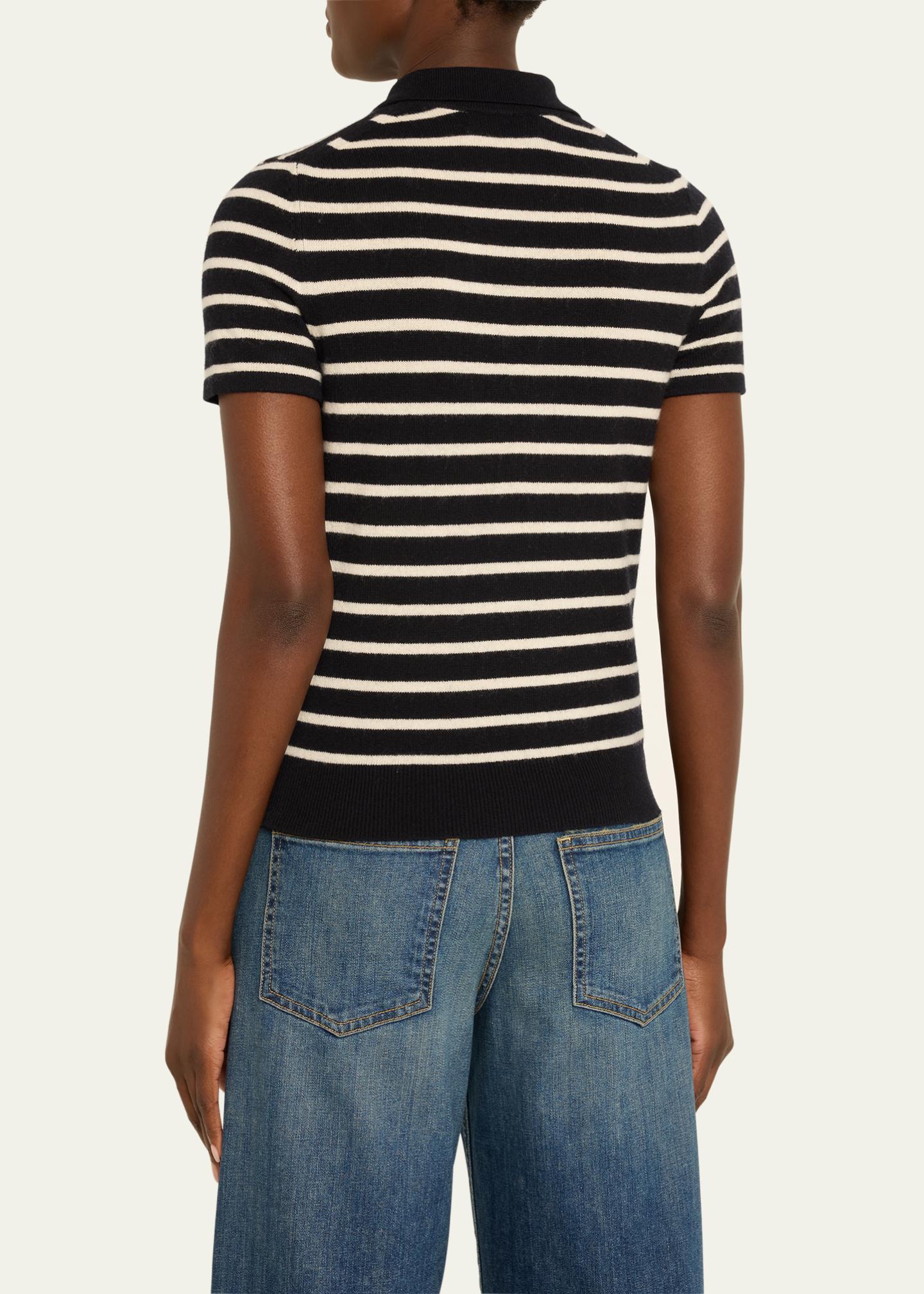Nili Lotan Leanna Cashmere Striped Polo Shirt - Bergdorf Goodman