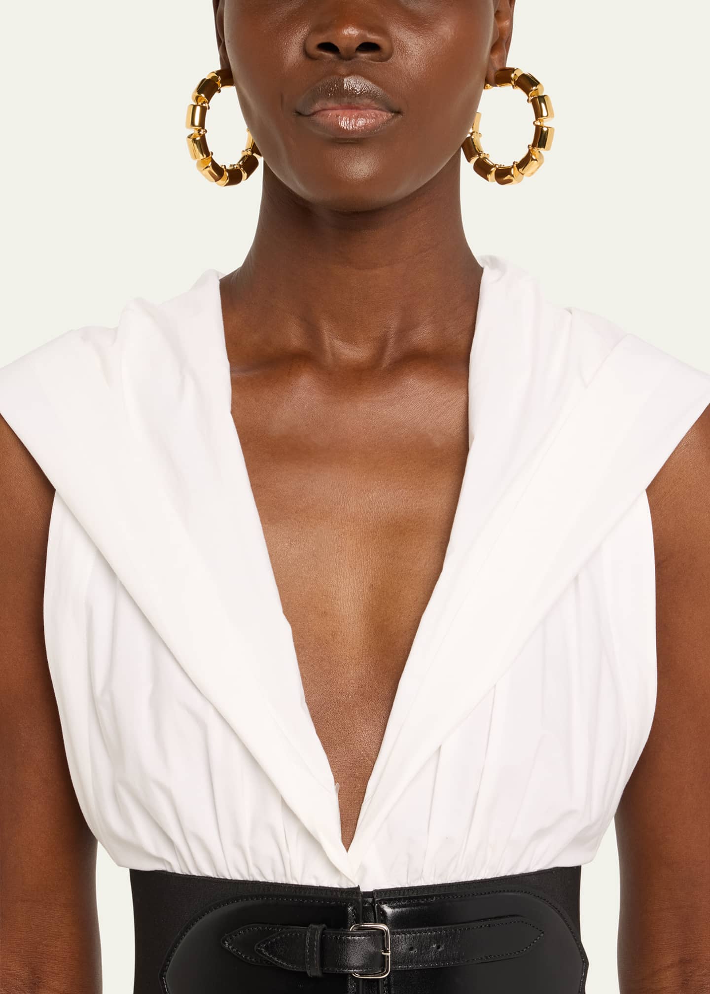 ALAIA Goldtone Coil Hoop Earrings Image 2 of 4