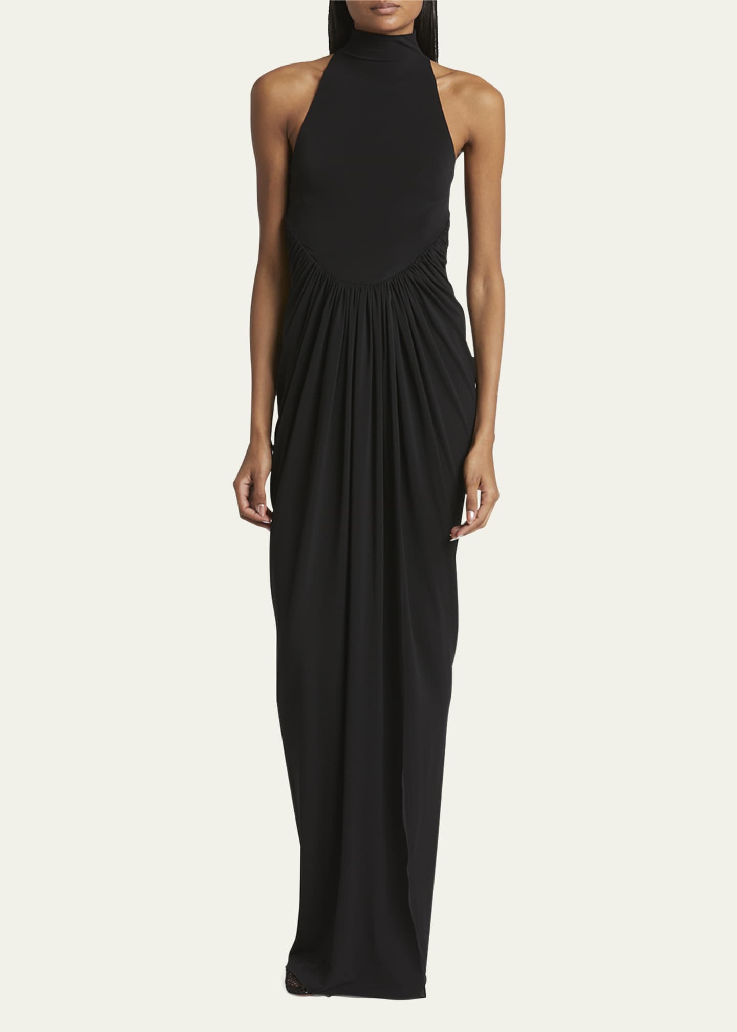 ALAIA High Neck Draped Waist Gown Image 2 of 5