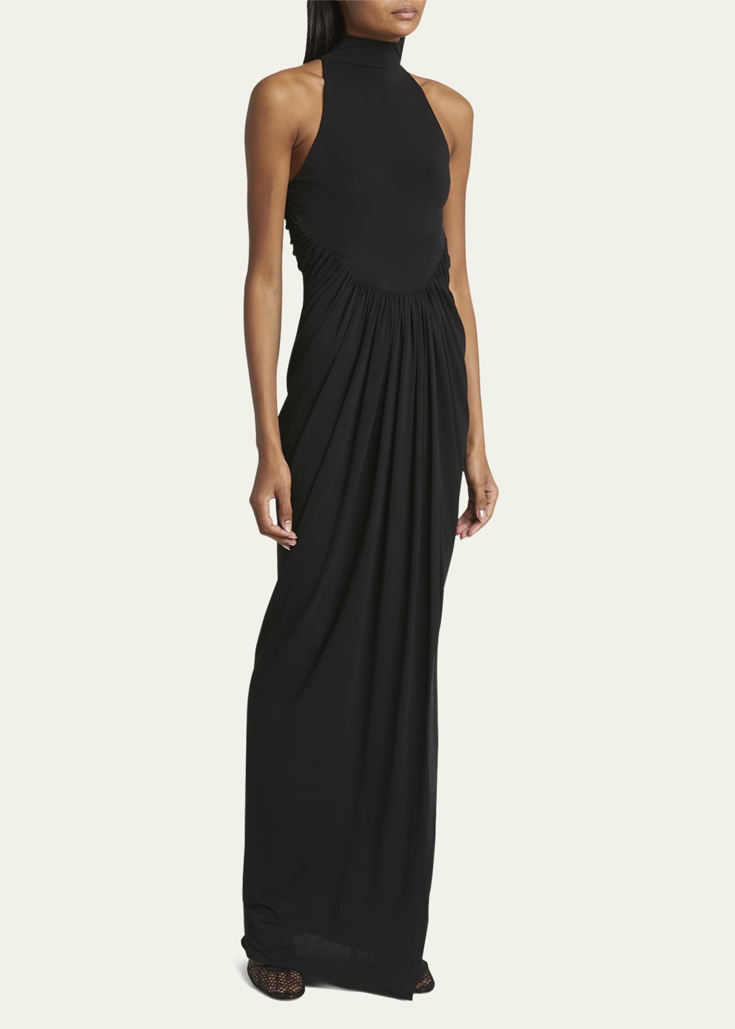 ALAIA High Neck Draped Waist Gown Image 4 of 5