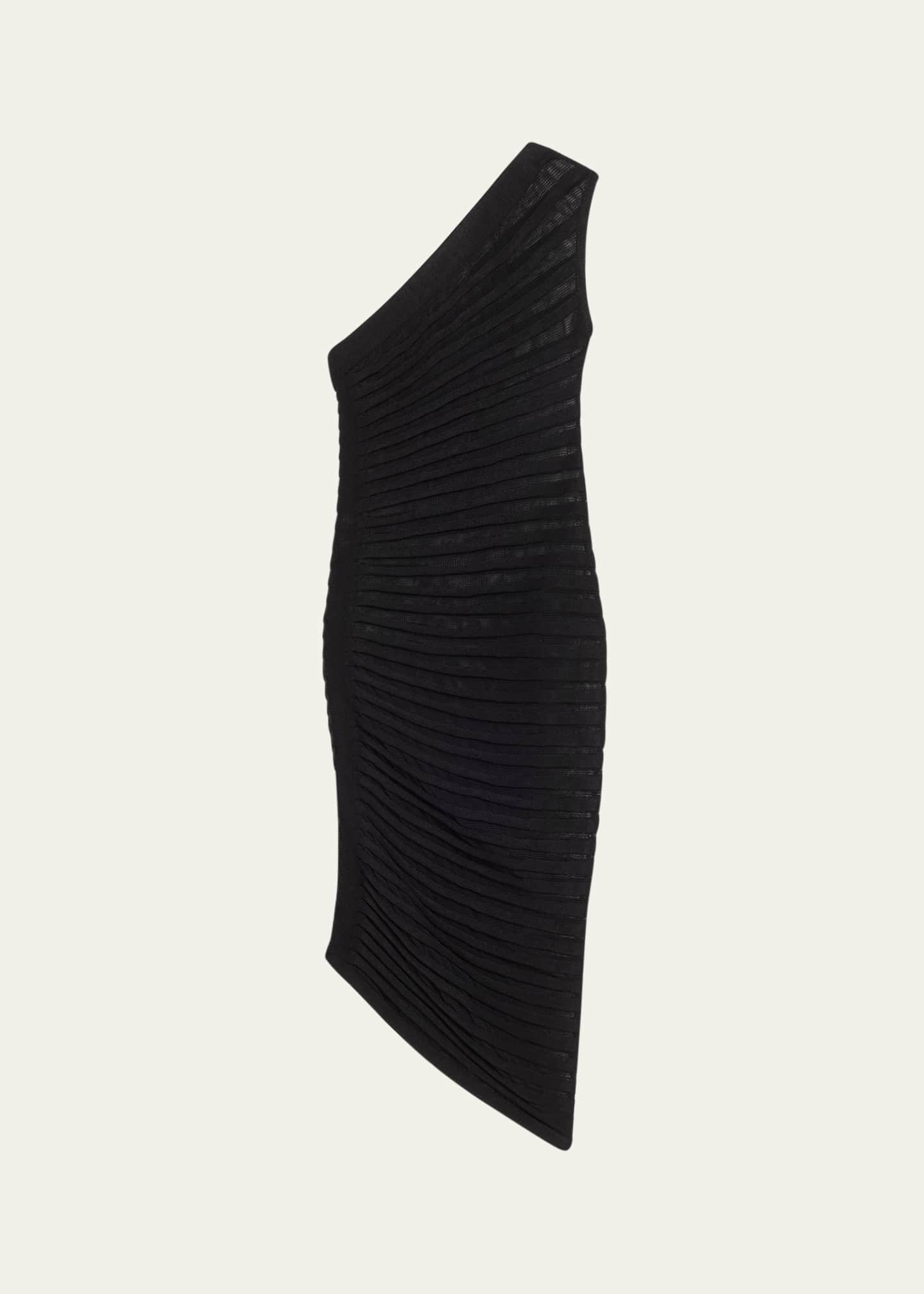 ALAIA One-Shoulder Pleated Skeleton Dress Image 1 of 5