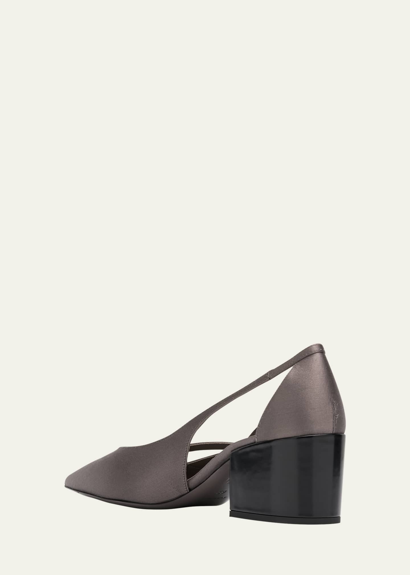 Satin Cutout Block-Heel Pumps