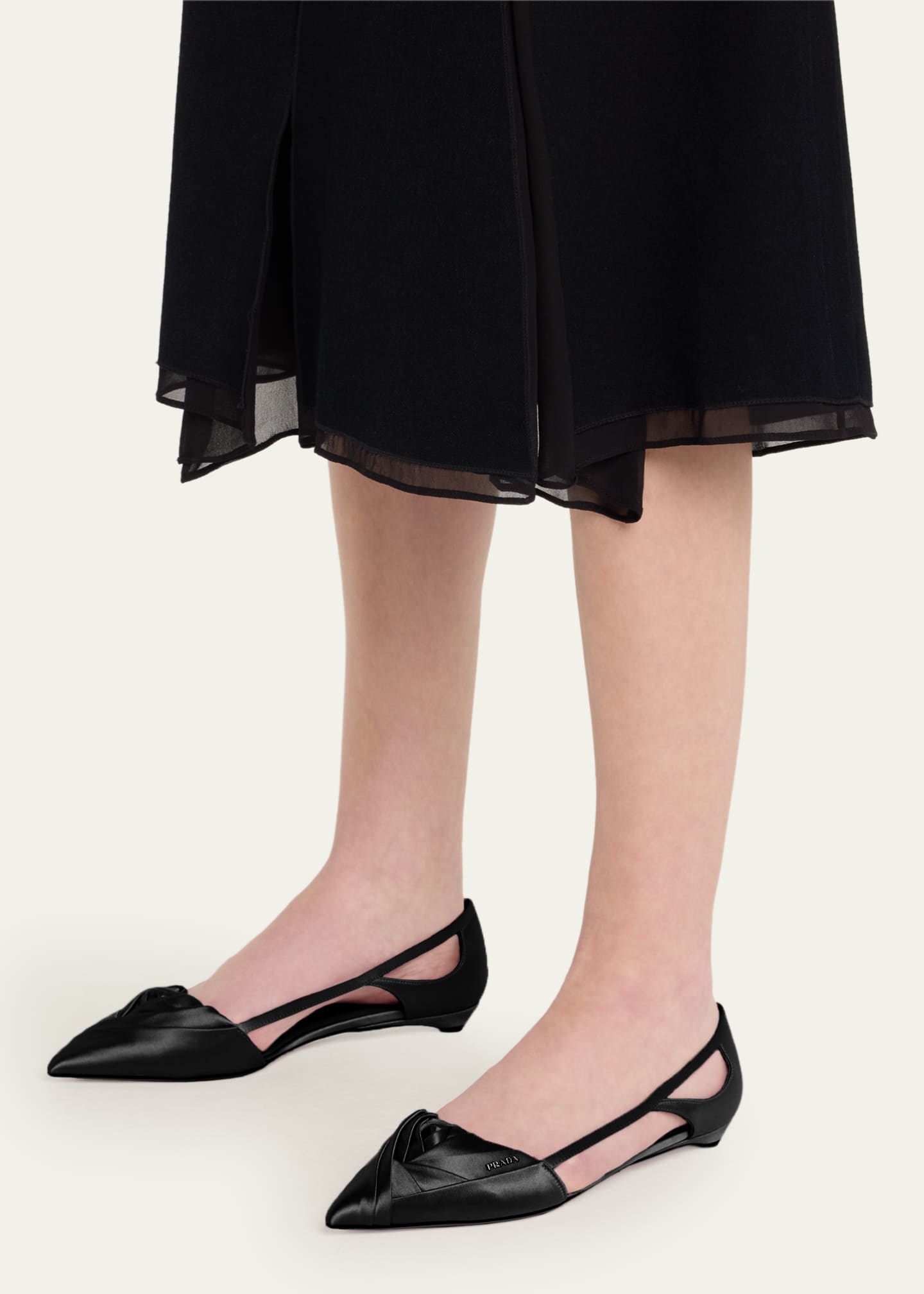 Prada Satin Rose Cutout Ballerina Flats Image 2 of 6