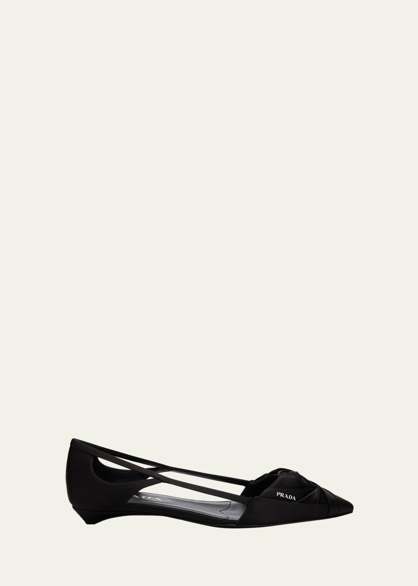 Prada Satin Rose Cutout Ballerina Flats Image 1 of 6