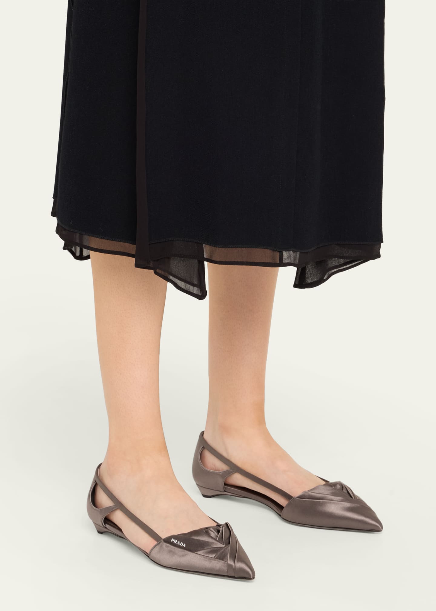 Satin Rose Cutout Ballerina Flats