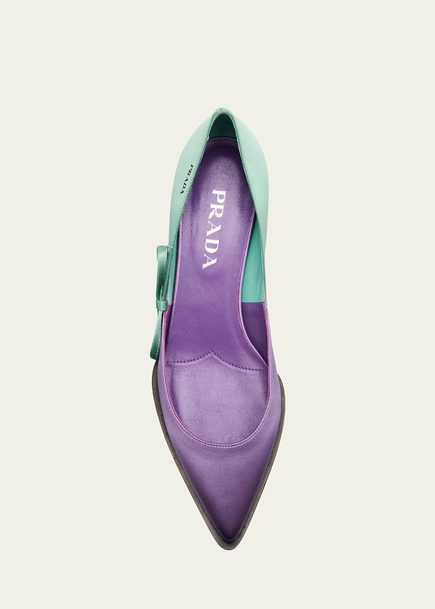 Prada Bicolor Satin Bow Pumps - Bergdorf Goodman