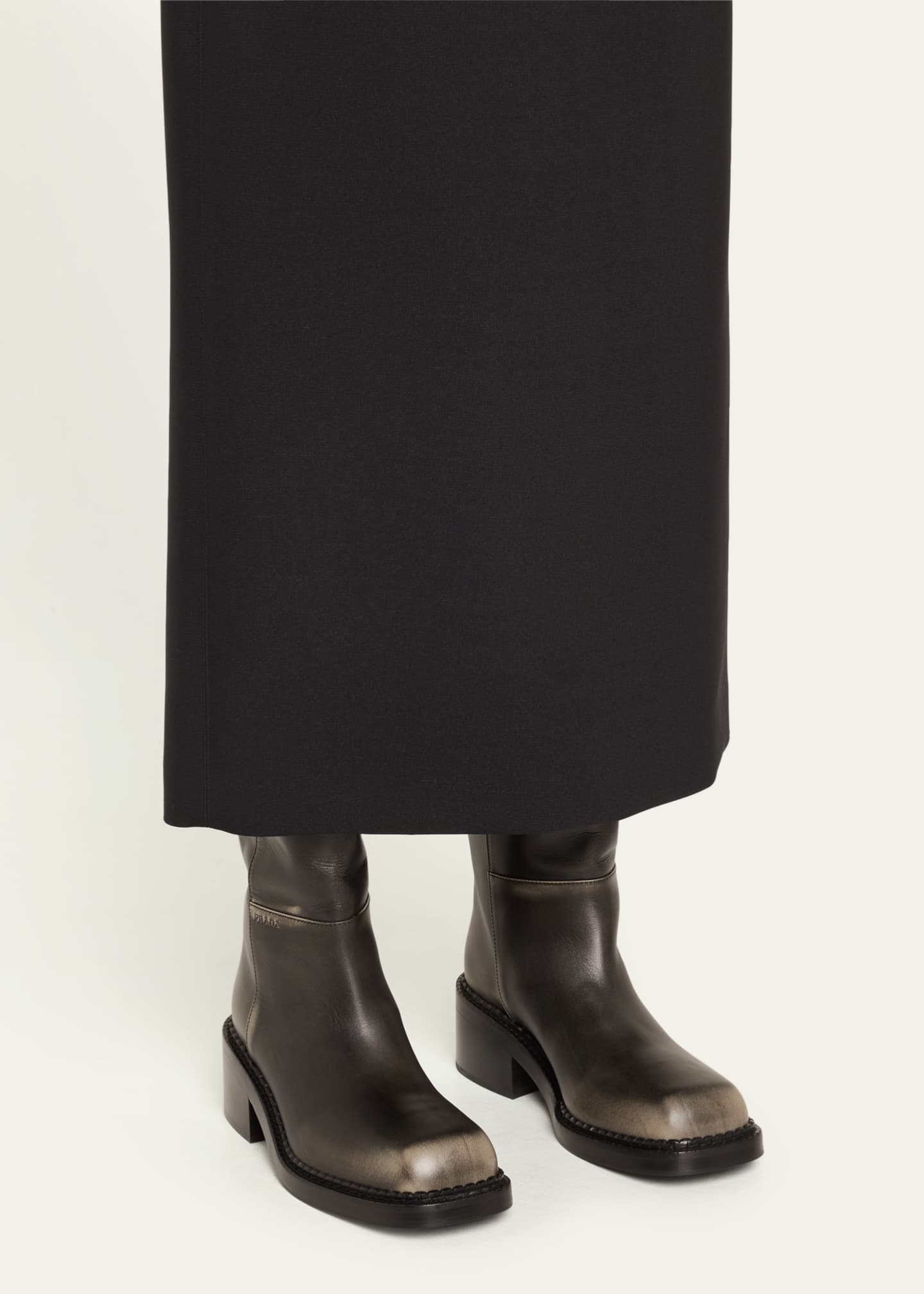 Prada Calf Leather Square-Toe Knee Boots - Bergdorf Goodman