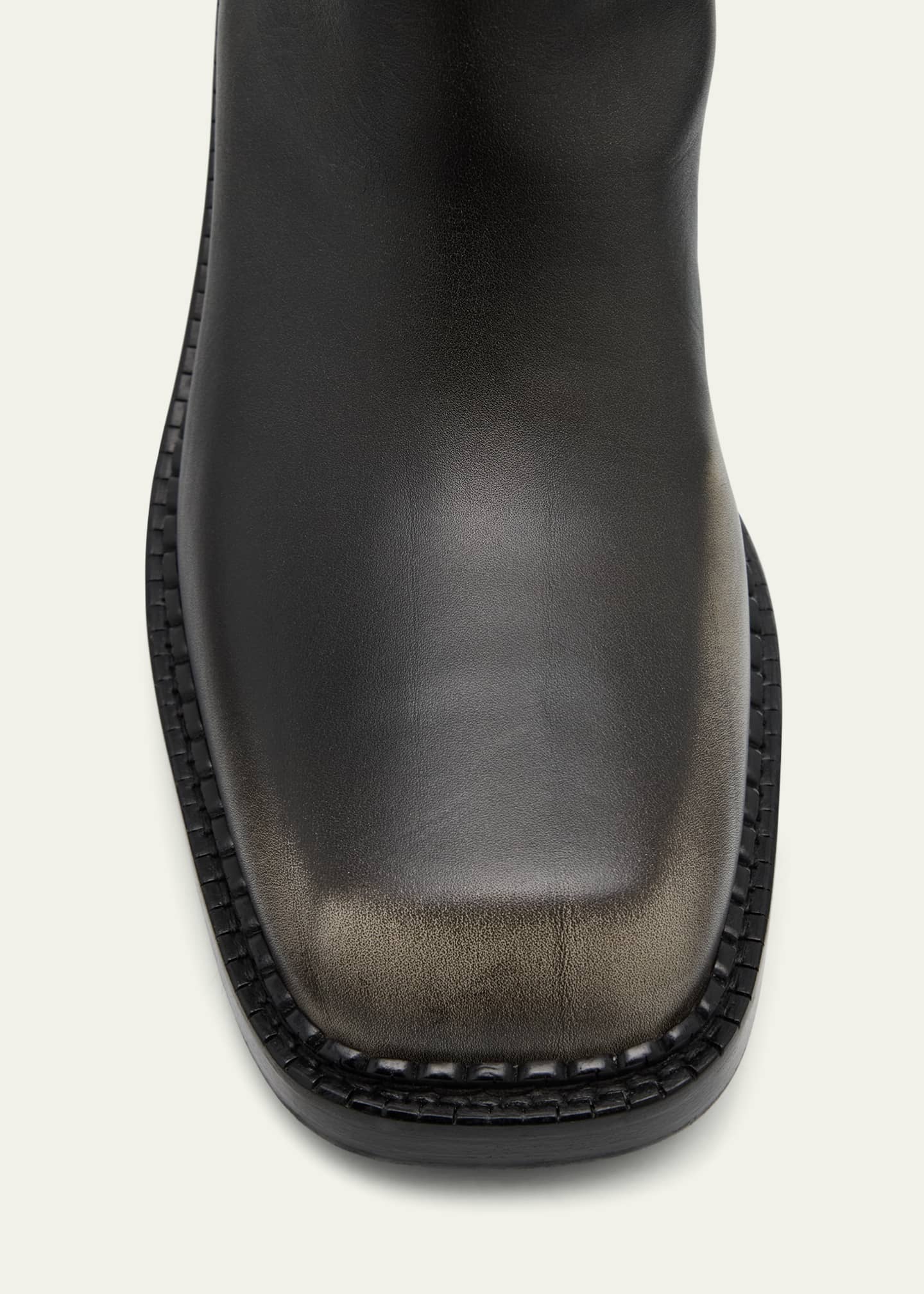 Prada Calf Leather Square-Toe Knee Boots - Bergdorf Goodman