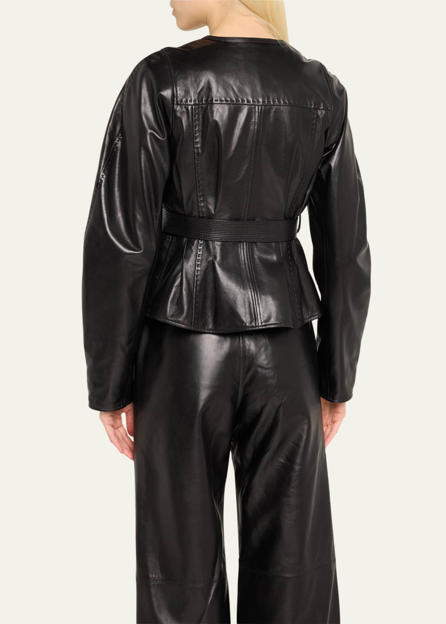 Ulla Johnson Aidan Stitched Leather Jacket with Belt Image 3 of 5