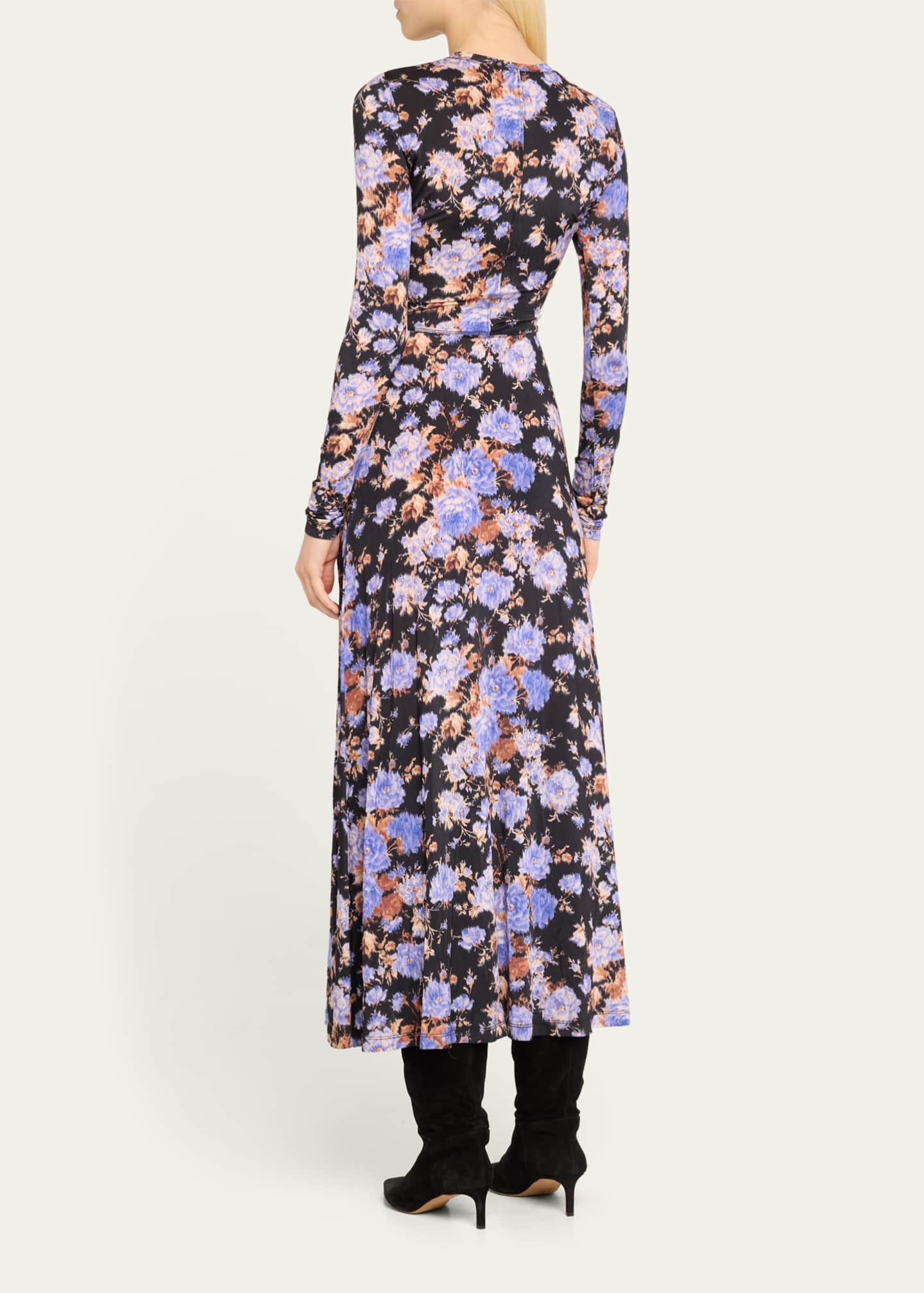 Ulla Johnson Naia Printed Jersey Long Sleeve Maxi Dress