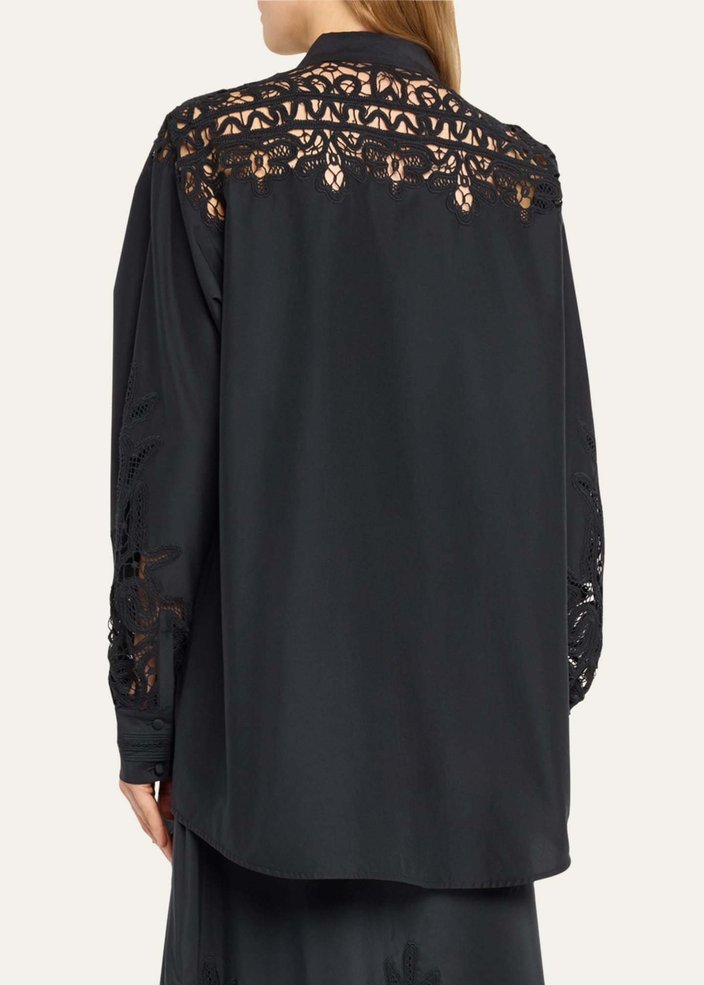 Ulla Johnson Harden Openwork Embroidery Cotton and Silk Tunic Shirt Image 3 of 5