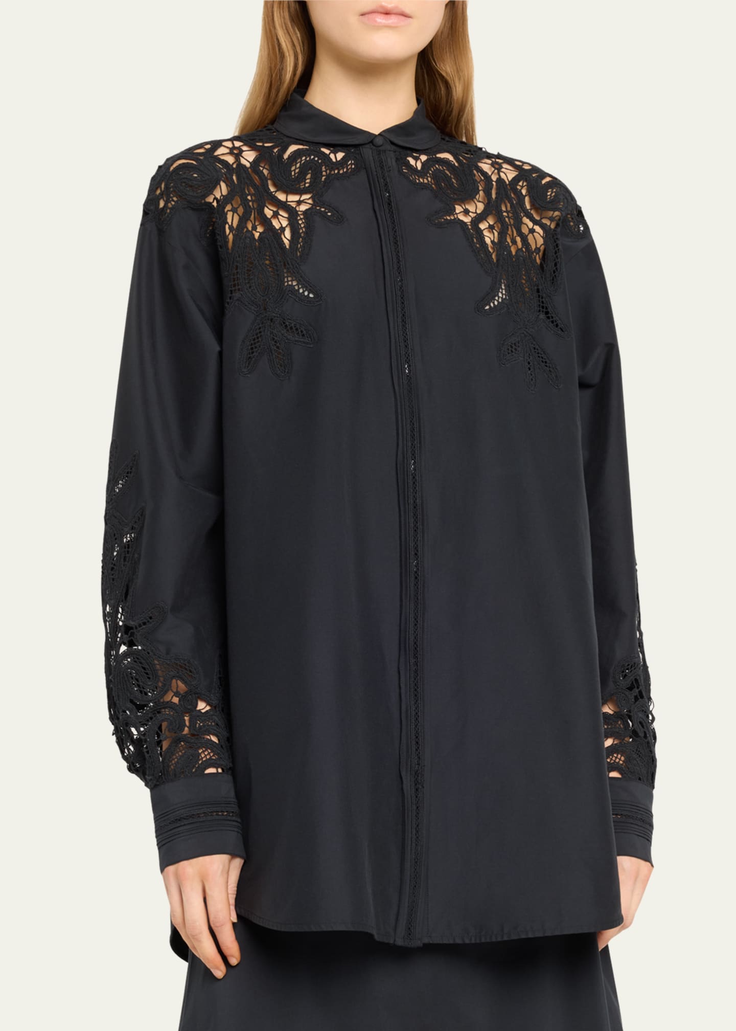 Ulla Johnson Harden Openwork Embroidery Cotton and Silk Tunic Shirt Image 4 of 5