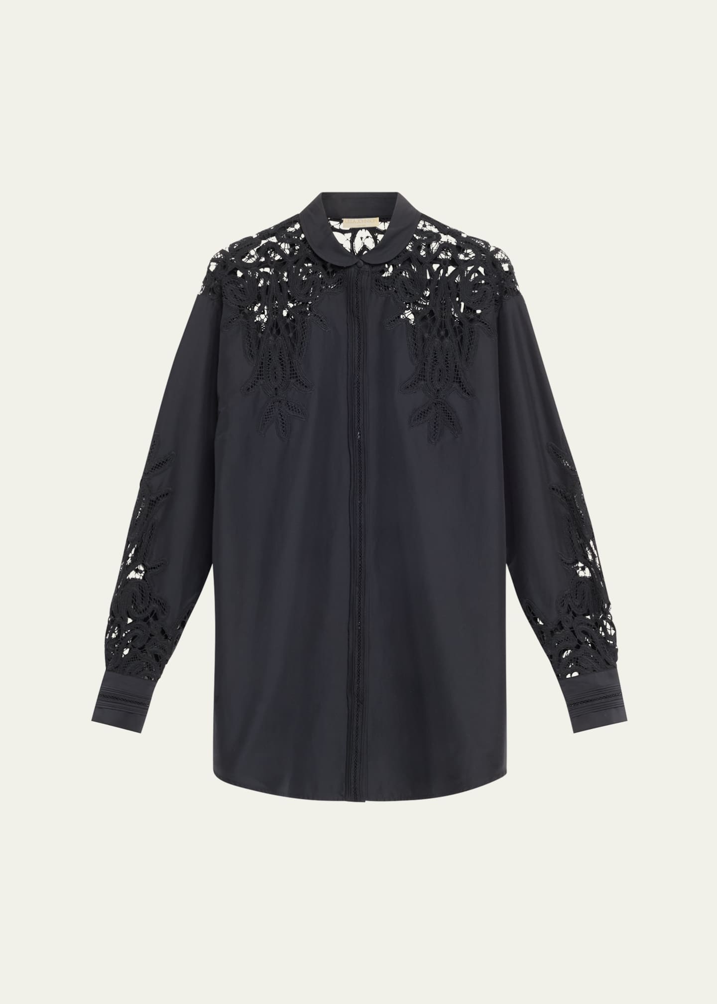 Ulla Johnson Harden Openwork Embroidery Cotton and Silk Tunic Shirt Image 1 of 5