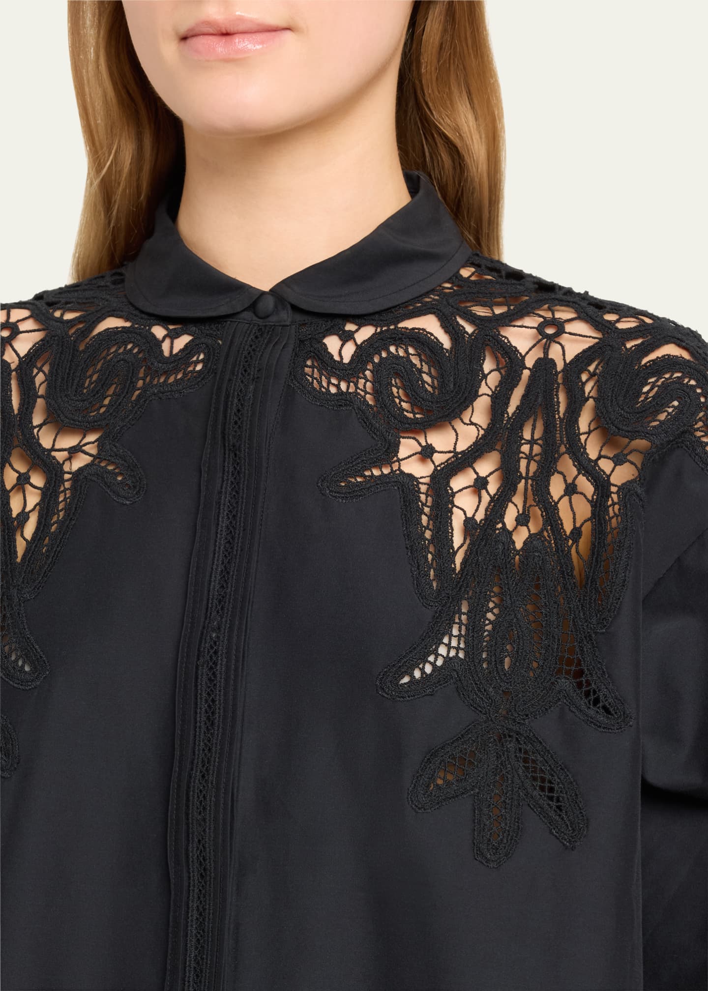 Ulla Johnson Harden Openwork Embroidery Cotton and Silk Tunic Shirt Image 5 of 5