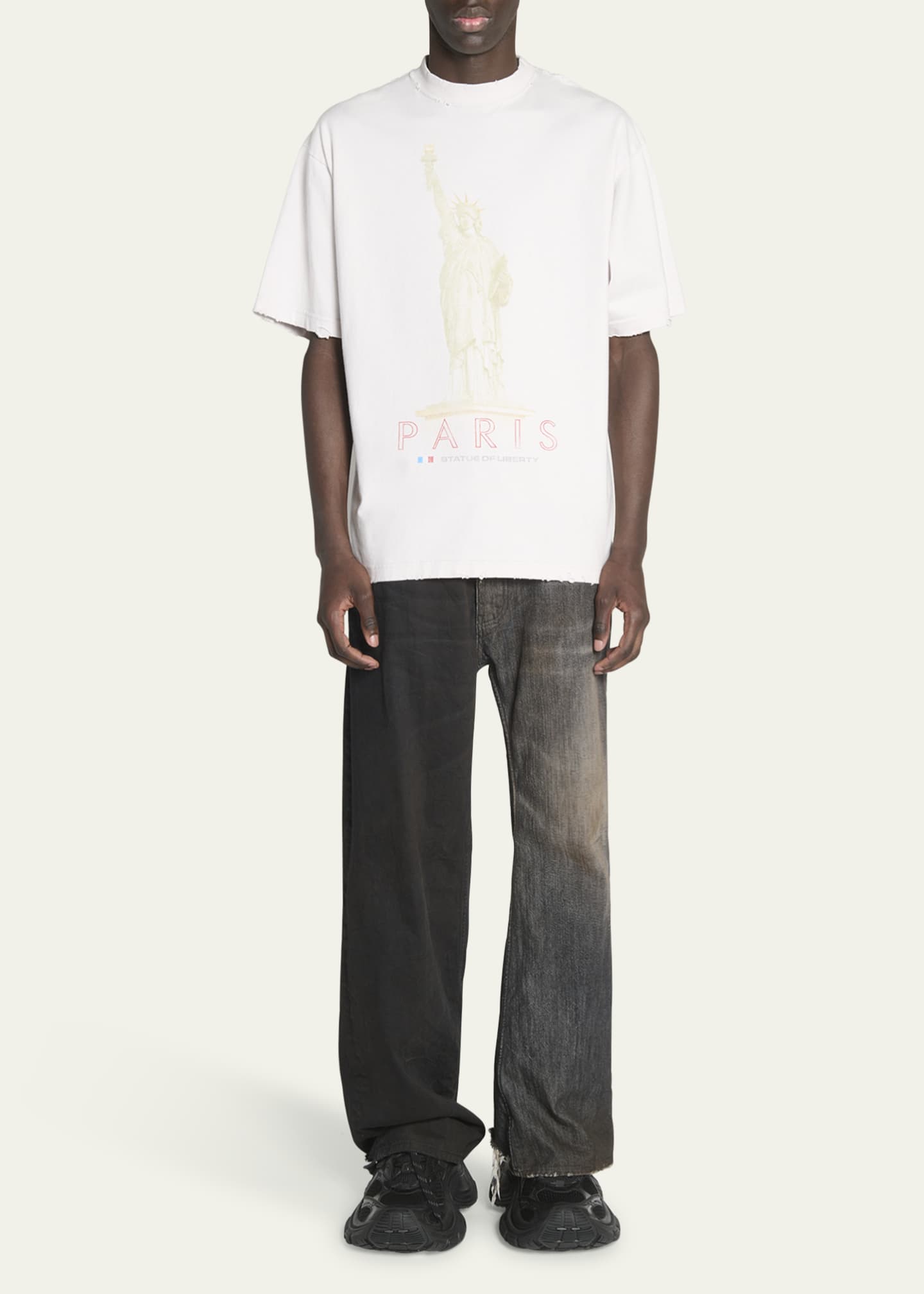 Balenciaga Men's Paris Liberty Medium-Fit T-Shirt Image 2 of 5