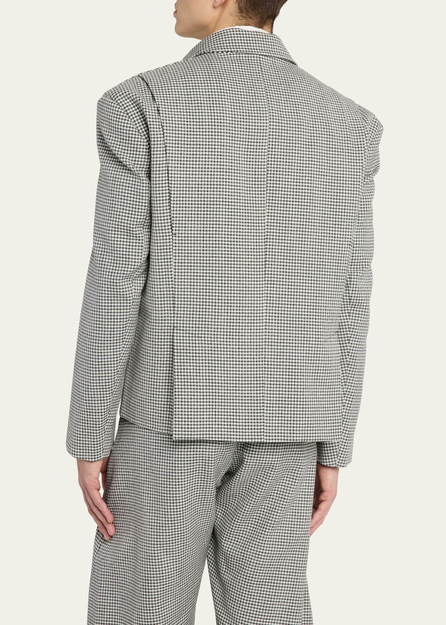 BIANCA SAUNDERS Men's Gingham Wool Zip-Up Jacket Image 3 of 5