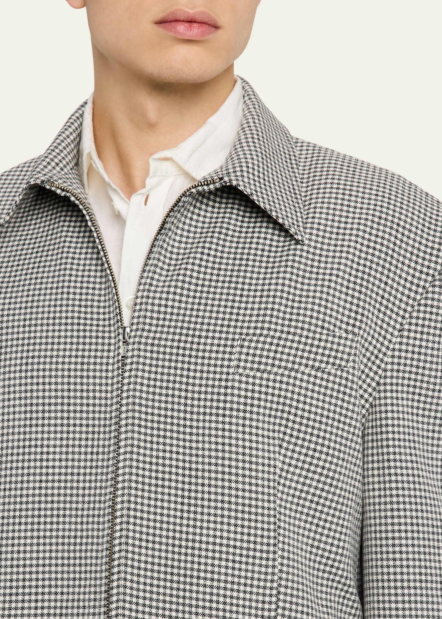 BIANCA SAUNDERS Men's Gingham Wool Zip-Up Jacket Image 5 of 5