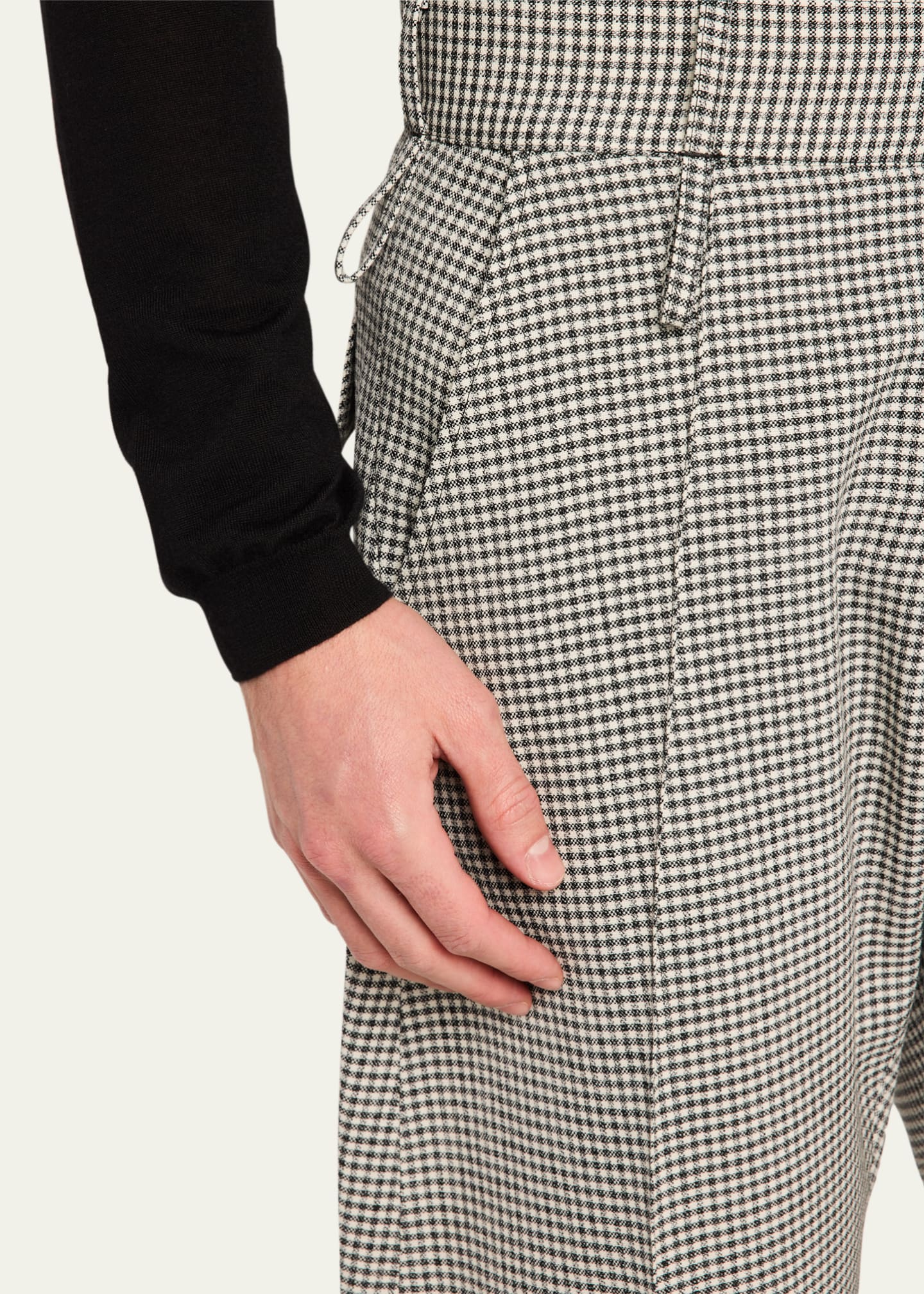 BIANCA SAUNDERS Men's Gingham Curved-Seam Wide Pants Image 5 of 5