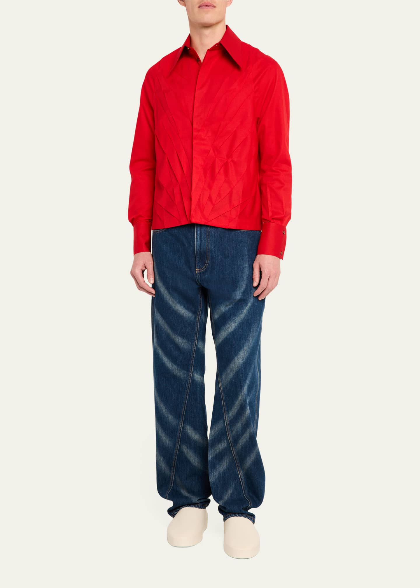 BIANCA SAUNDERS Men's High-Waist Whiskered Jeans Image 2 of 5