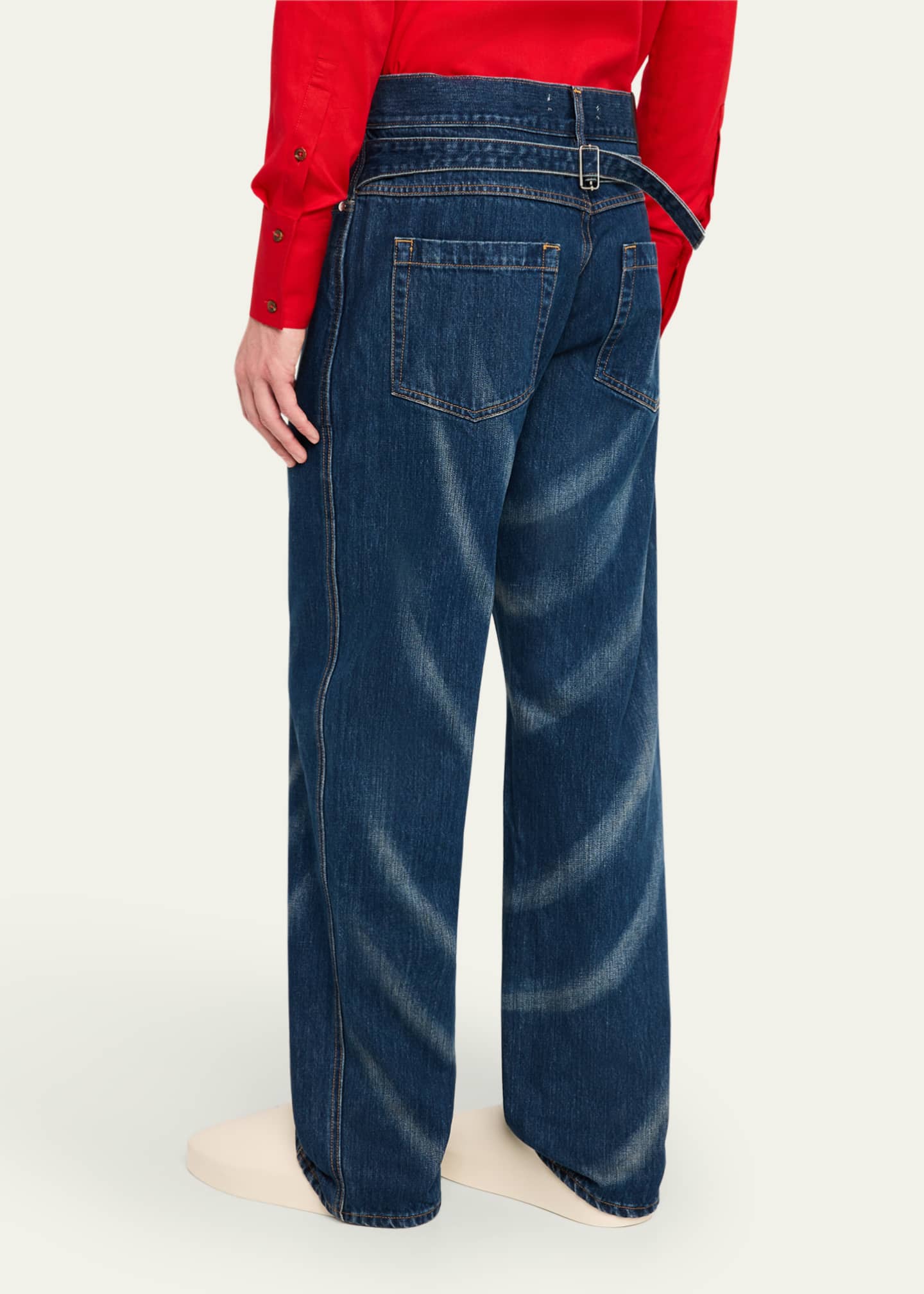 BIANCA SAUNDERS Men's High-Waist Whiskered Jeans Image 3 of 5