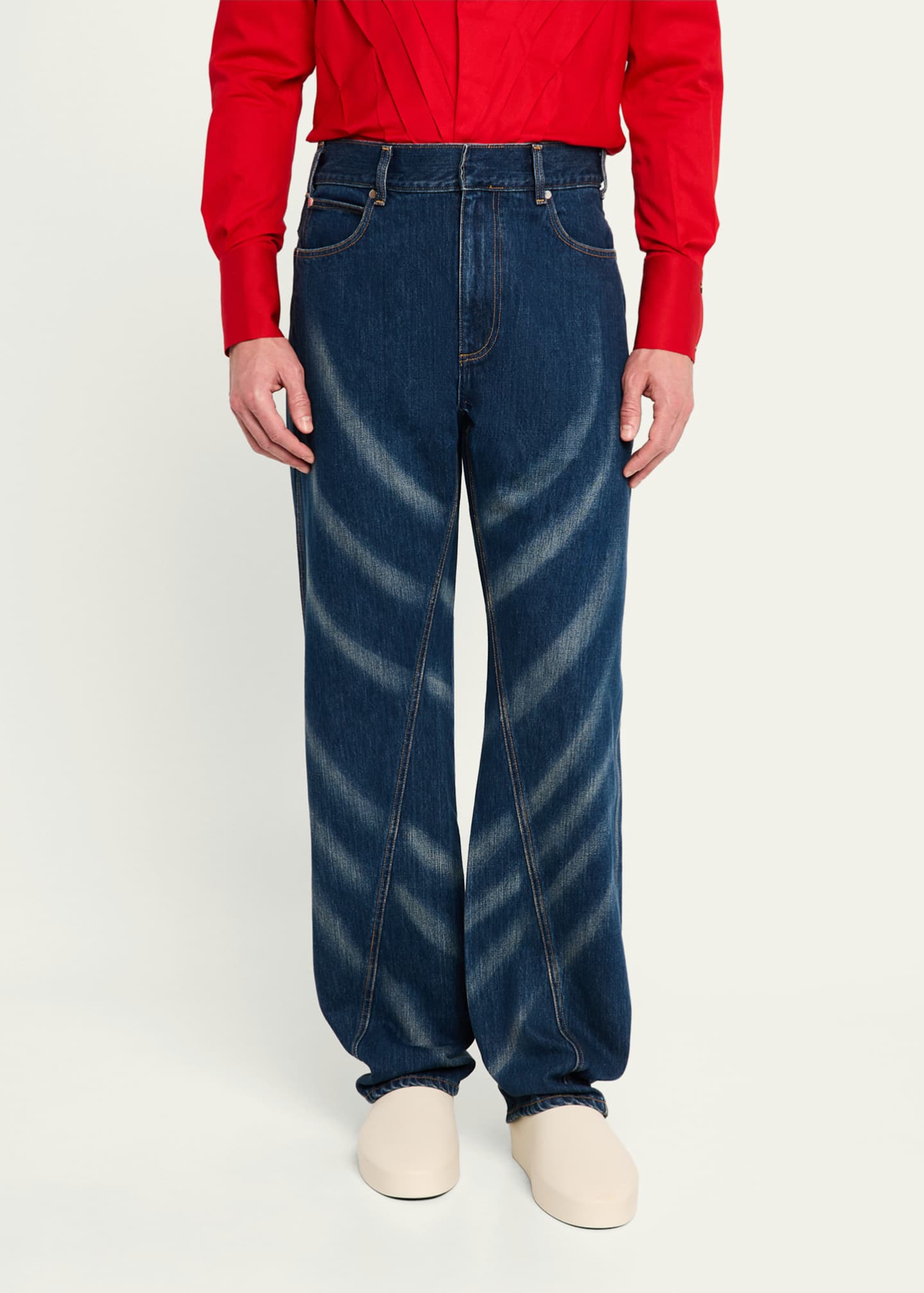 BIANCA SAUNDERS Men's High-Waist Whiskered Jeans Image 4 of 5
