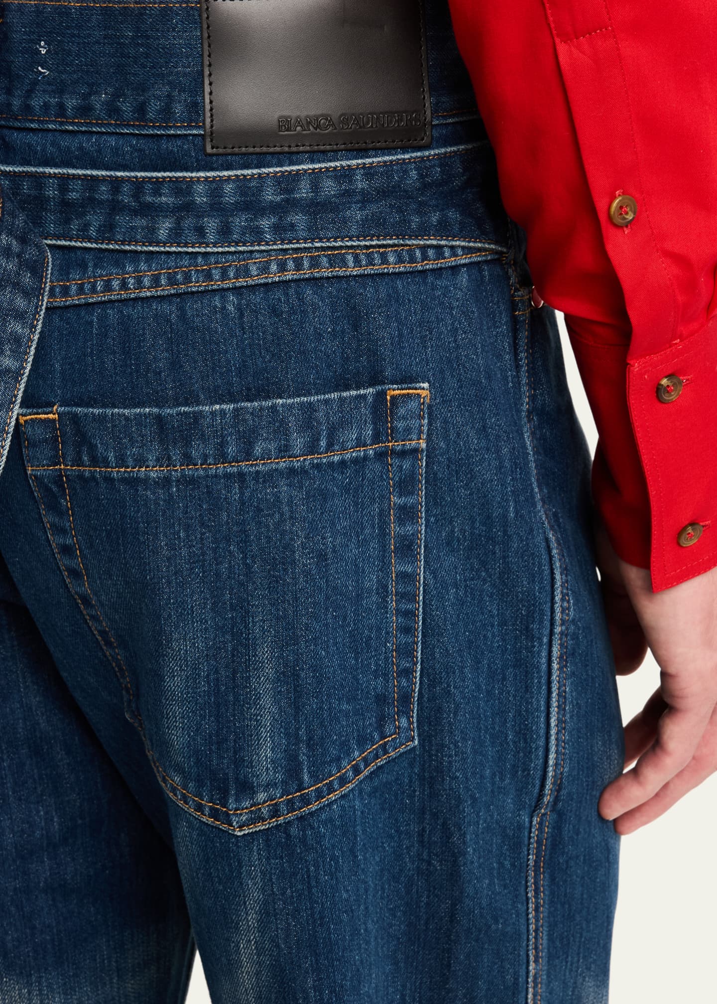 BIANCA SAUNDERS Men's High-Waist Whiskered Jeans Image 5 of 5