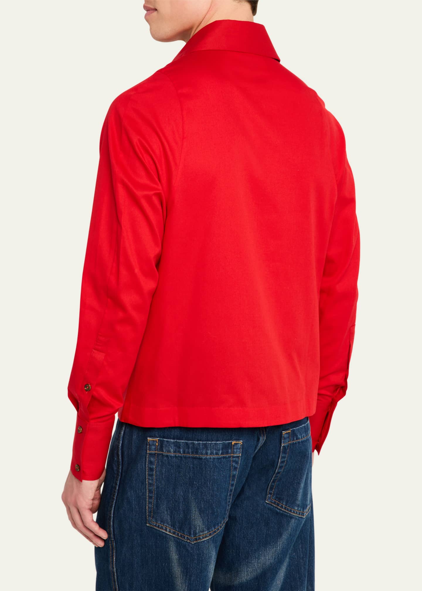 BIANCA SAUNDERS Men's Multi-Pleat Poplin Blouson Jacket Image 3 of 5