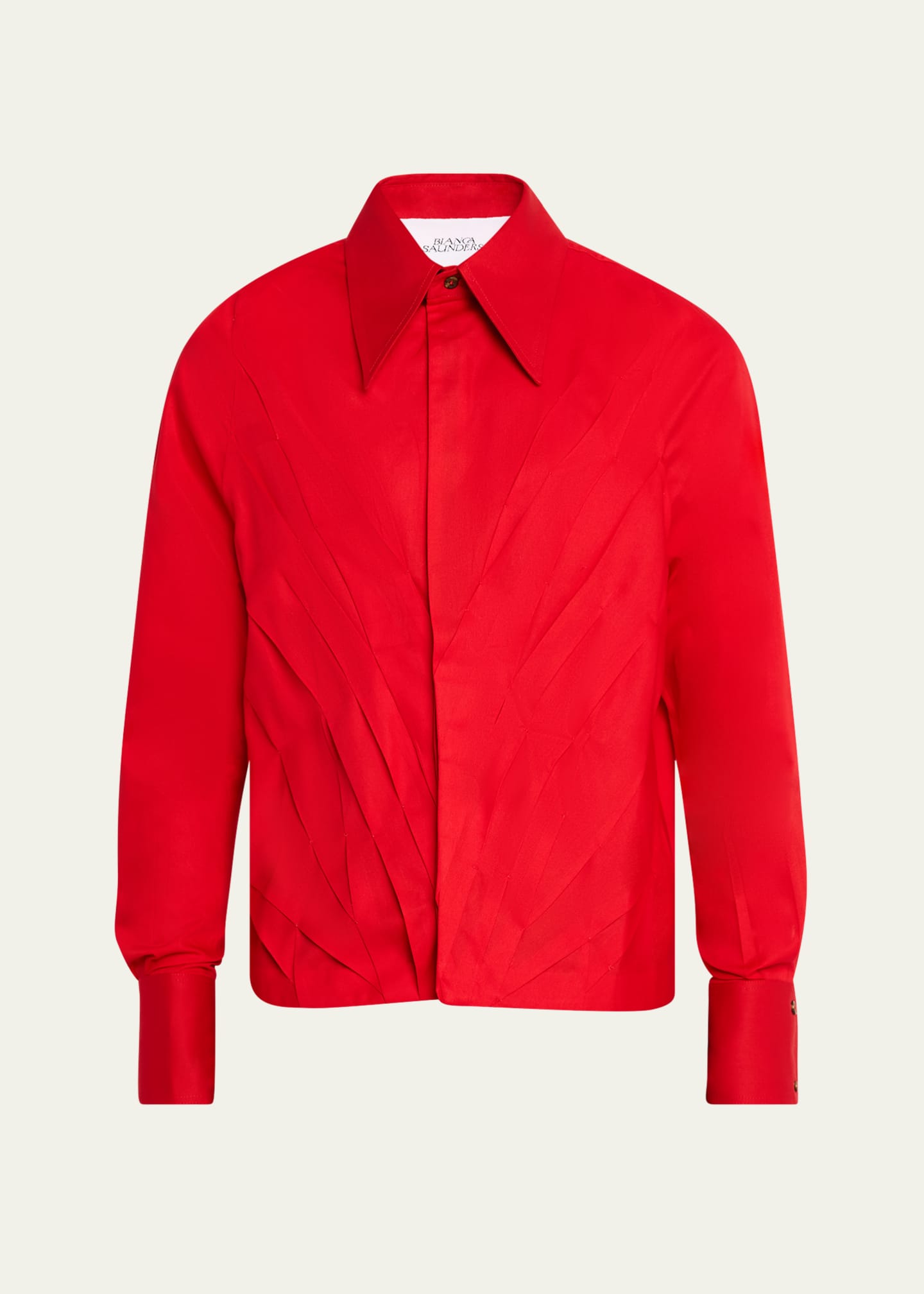 BIANCA SAUNDERS Men's Multi-Pleat Poplin Blouson Jacket Image 1 of 5